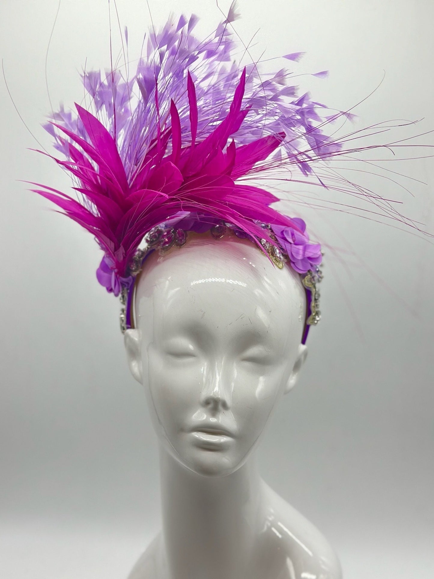Magenta and Purple Derby Fascinator, Kentucky Derby Hat Alternative, Kentucky derby hat (GOLD LINE)