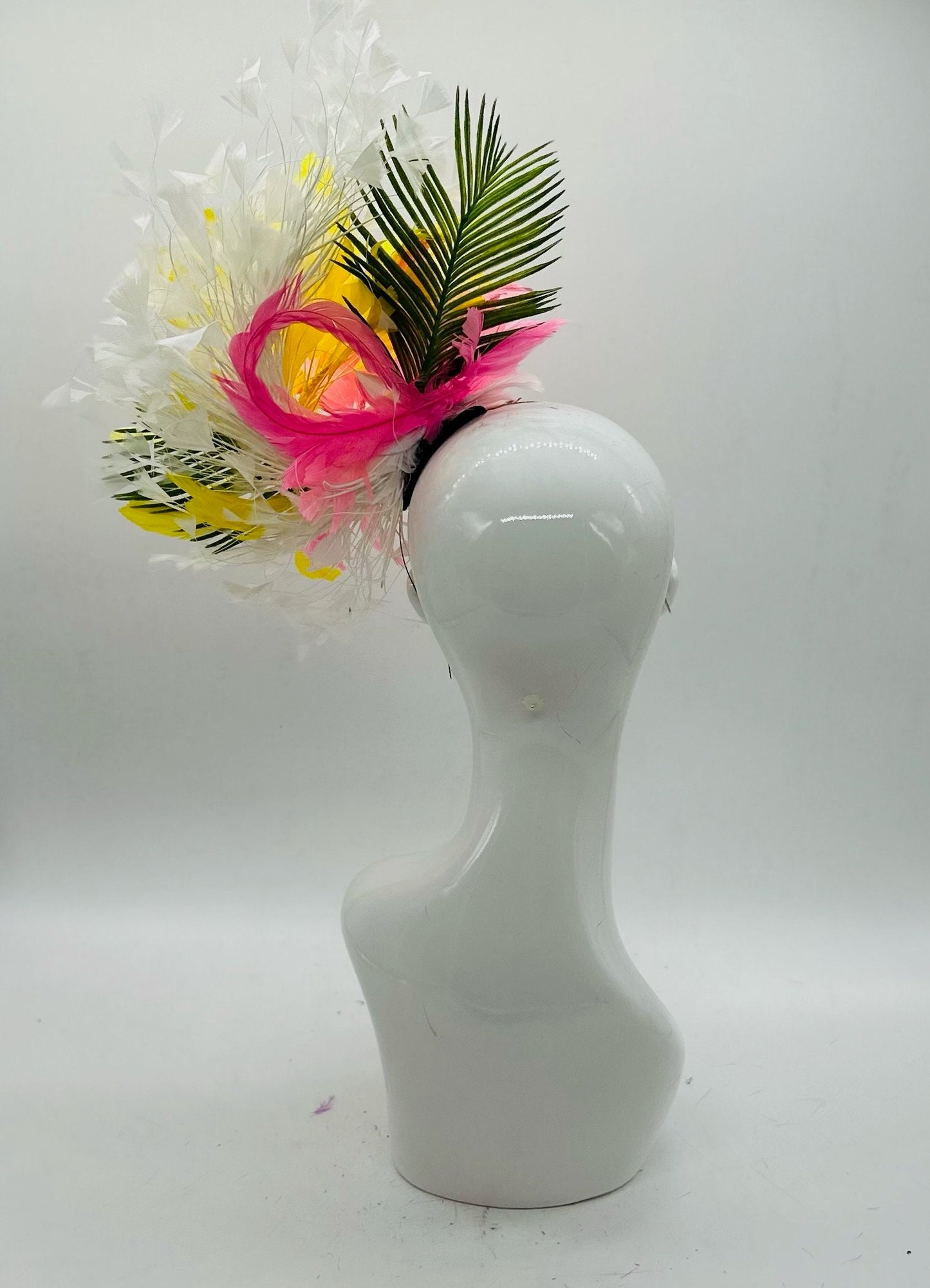 Hot pink, yellow and green Derby Fascinator, Kentucky Derby Hat Alternative, Kentucky derby hat (GOLD LINE)