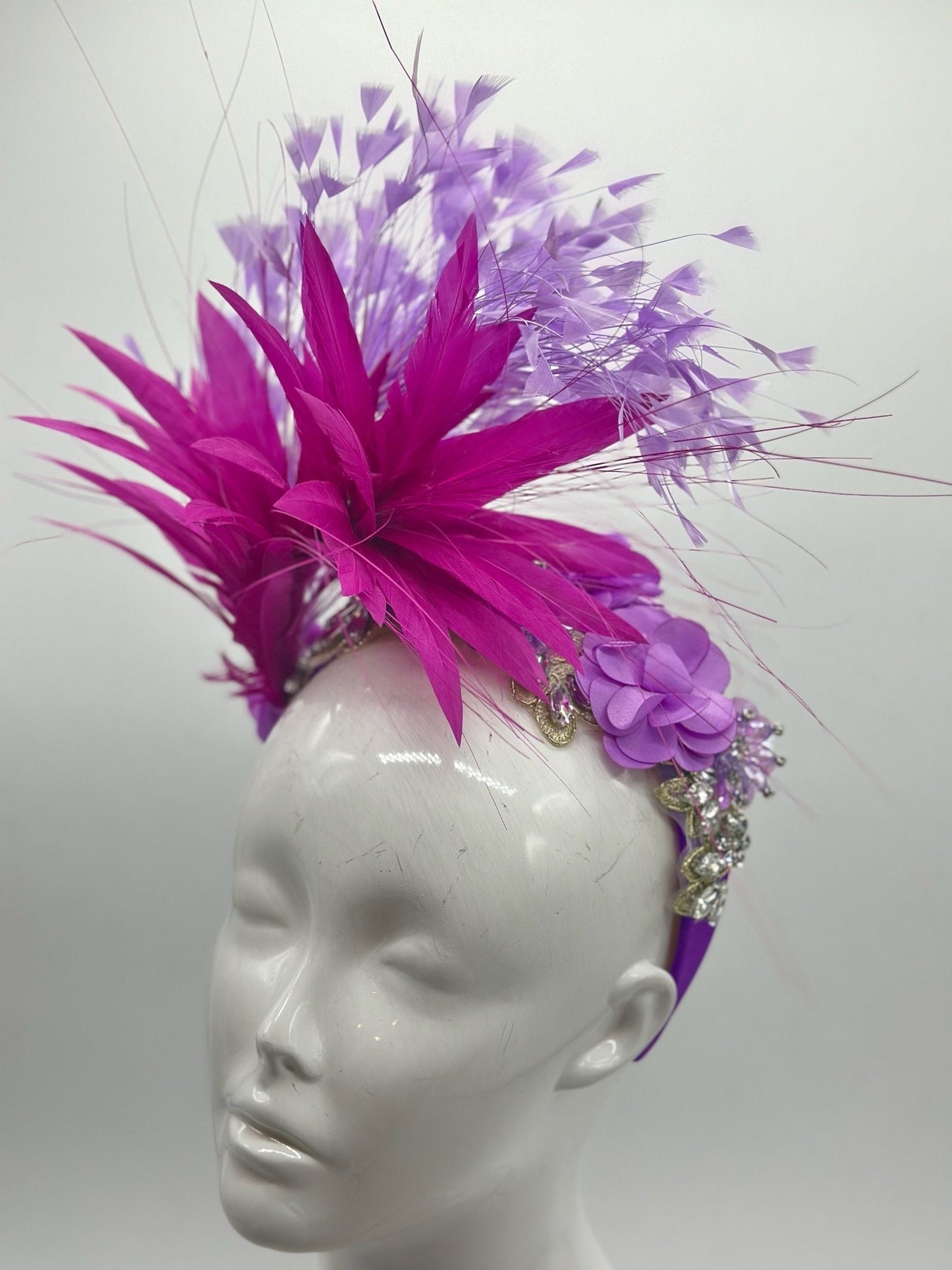 Magenta and Purple Derby Fascinator, Kentucky Derby Hat Alternative, Kentucky derby hat (GOLD LINE)