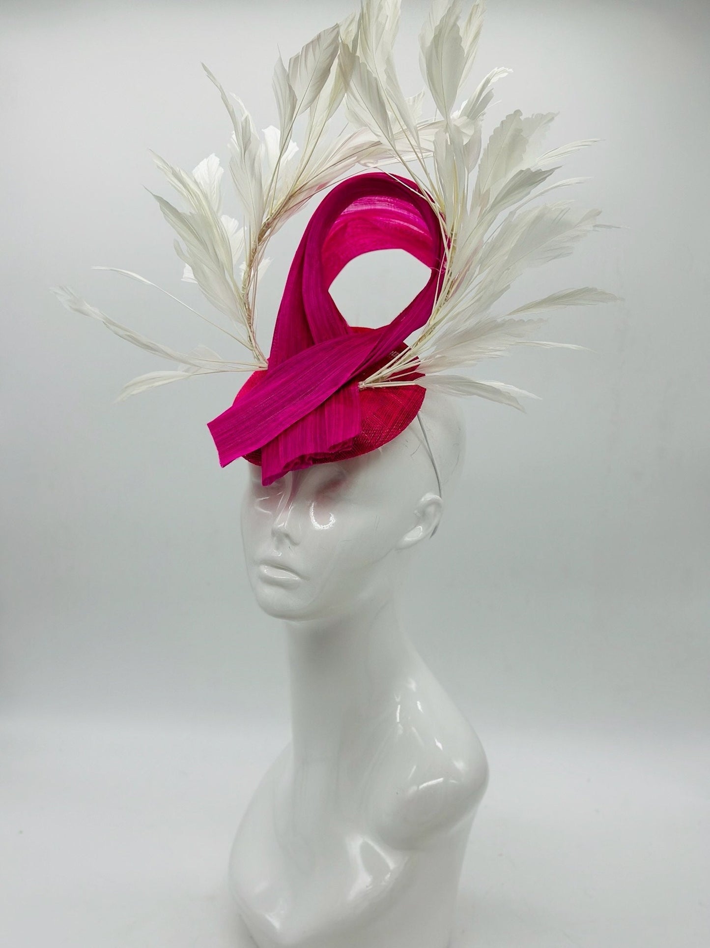 Pink and White Fascinator, Kentucky Derby Hat Alternative, Kentucky derby hat, (GOLD LINE)