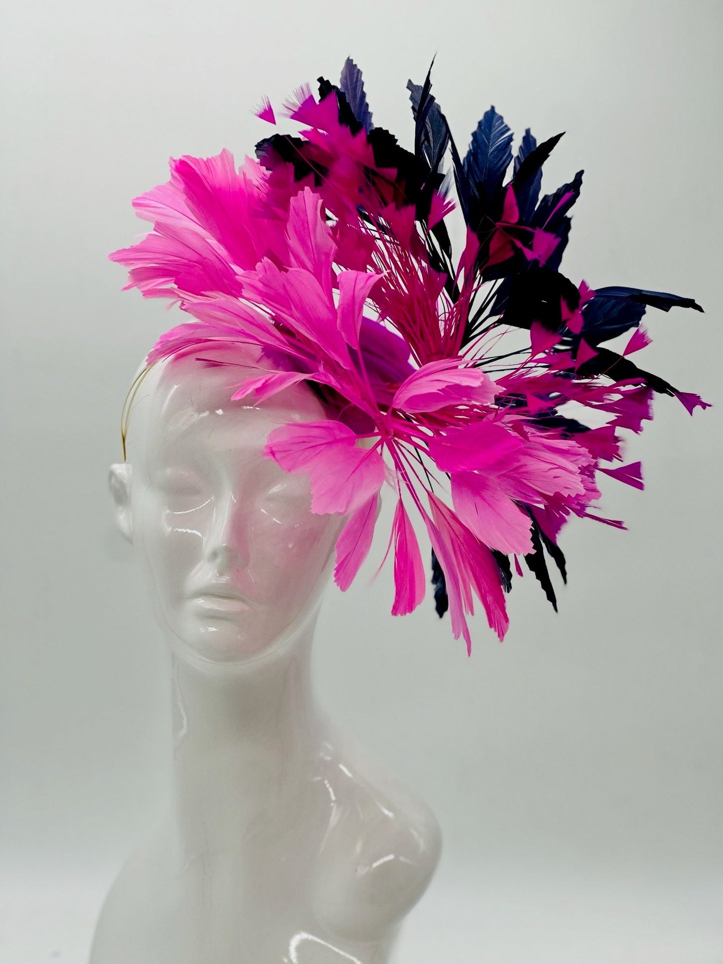 Pink, Fuschia and Navy Derby Fascinator, Kentucky Derby Hat Alternative, Kentucky derby hat (GOLD LINE)