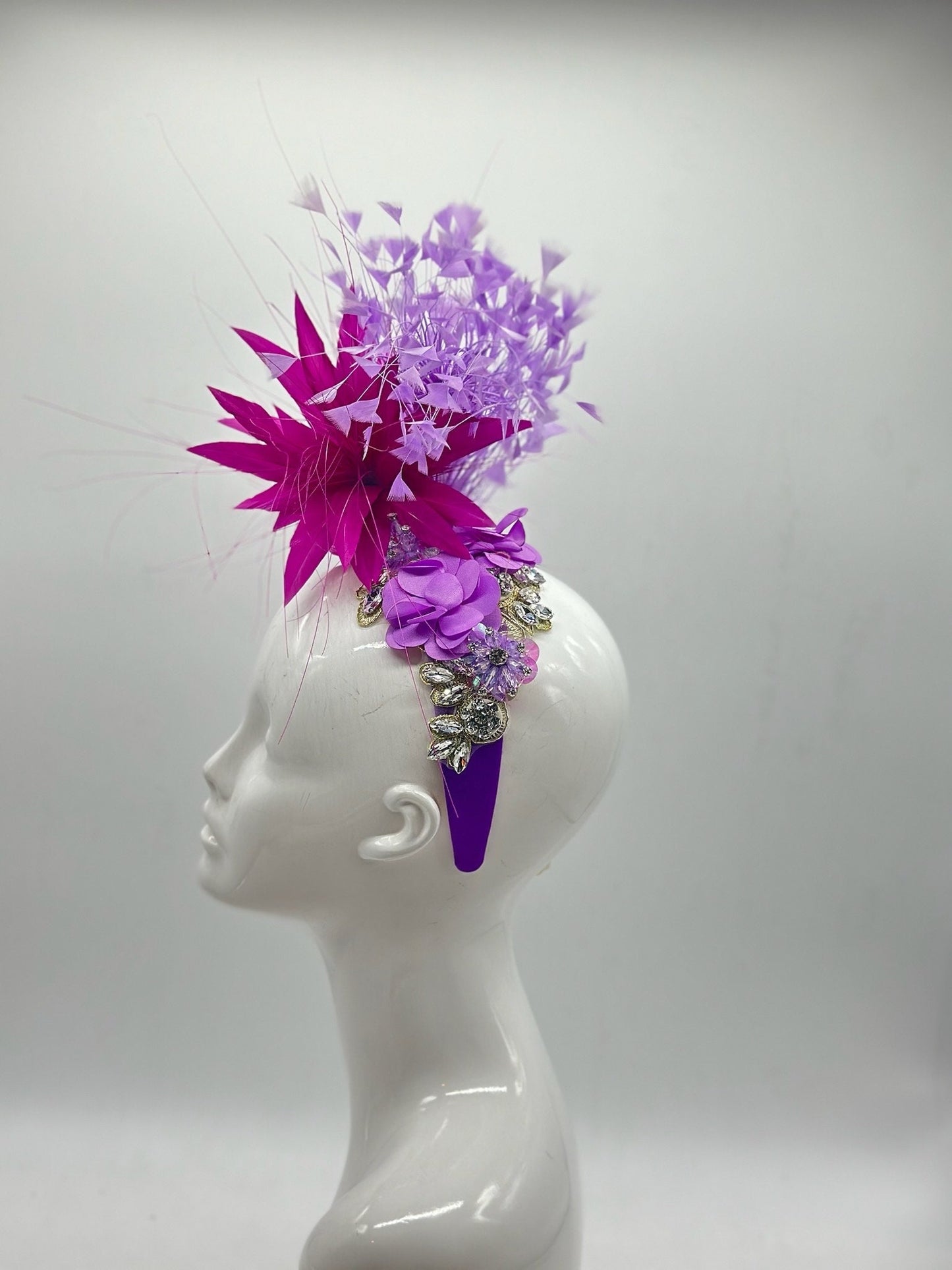 Magenta and Purple Derby Fascinator, Kentucky Derby Hat Alternative, Kentucky derby hat (GOLD LINE)