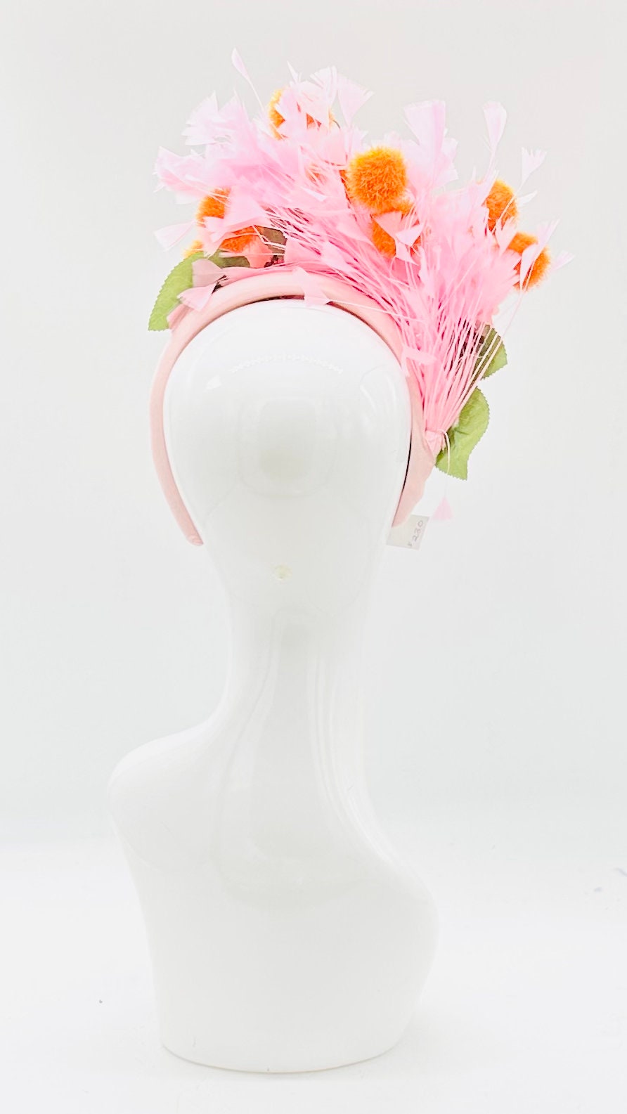 Pink and orange Kentucky Derby Fascinator, Oaks, Thurby, headpiece, derby hat Kentucky Derby Hat Alternative, Floral Fascinator (GOLD LINE)