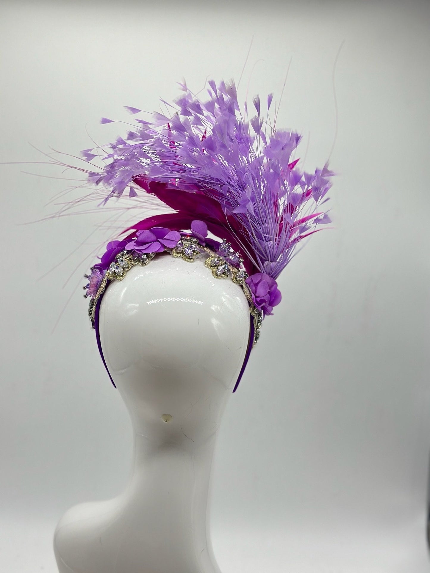 Magenta and Purple Derby Fascinator, Kentucky Derby Hat Alternative, Kentucky derby hat (GOLD LINE)