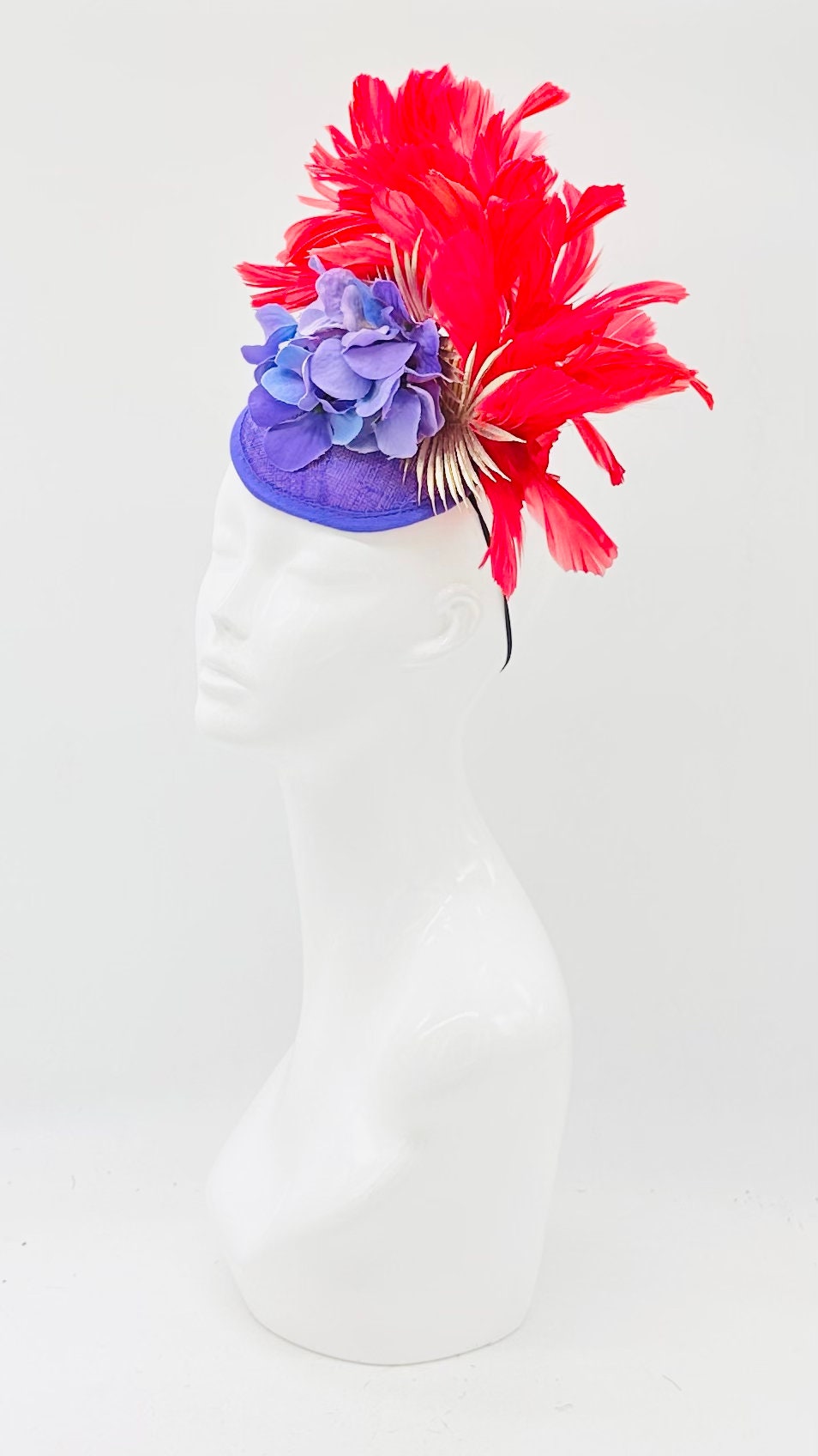 Purple, Red, Gold Derby Fascinator, Kentucky Derby Hat Alternative, Kentucky derby hat (GOLD LINE)