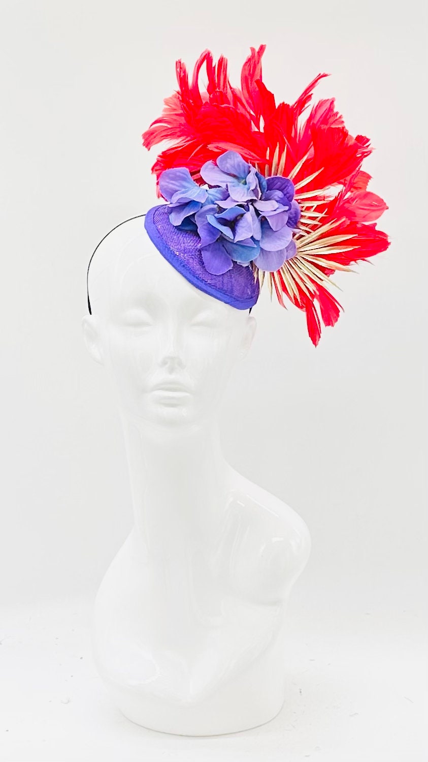 Purple, Red, Gold Derby Fascinator, Kentucky Derby Hat Alternative, Kentucky derby hat (GOLD LINE)