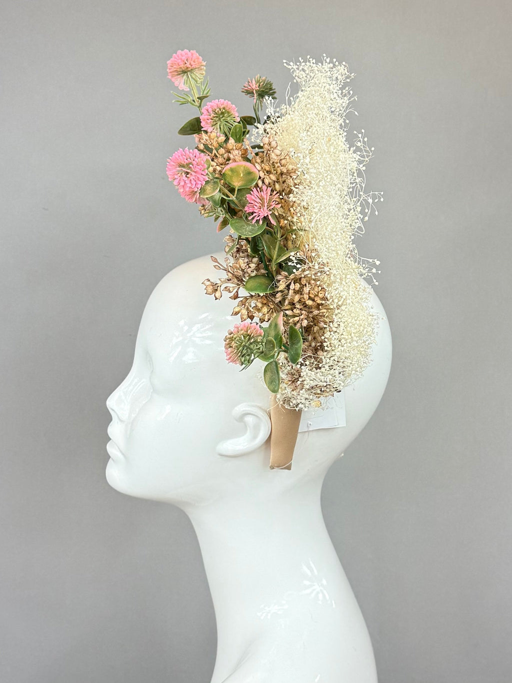 Kentucky Derby Fascinator Hat | Gold, Pink, White, and Green Flower Hat | Derbyologie