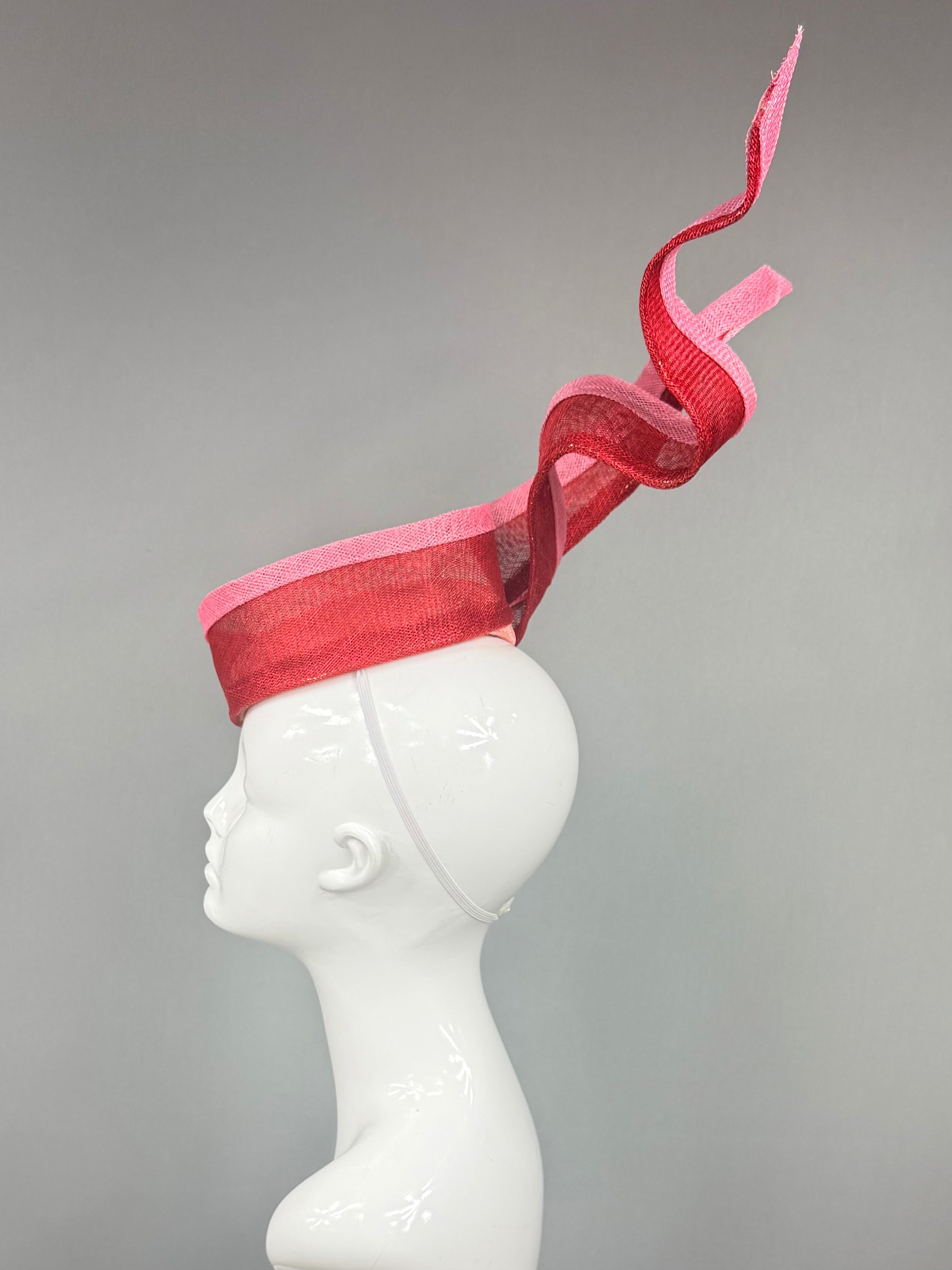 Kentucky Derby Fascinator Hat | Red and pink sinamay Fascinator Hat | Derbyologie