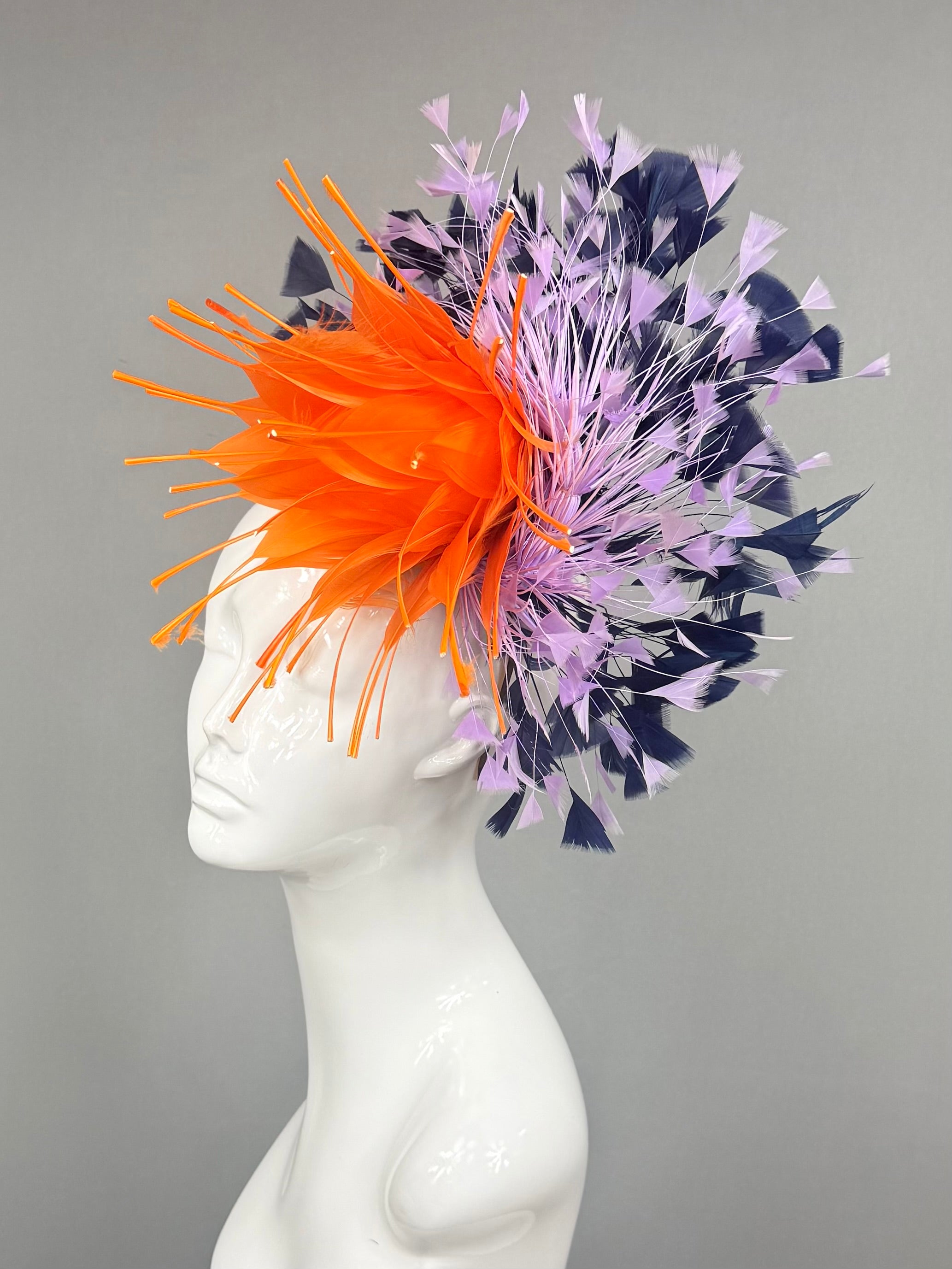 Kentucky Derby Fascinator Hat | Orange, purple, and navy Headband Hat | Derbyologie