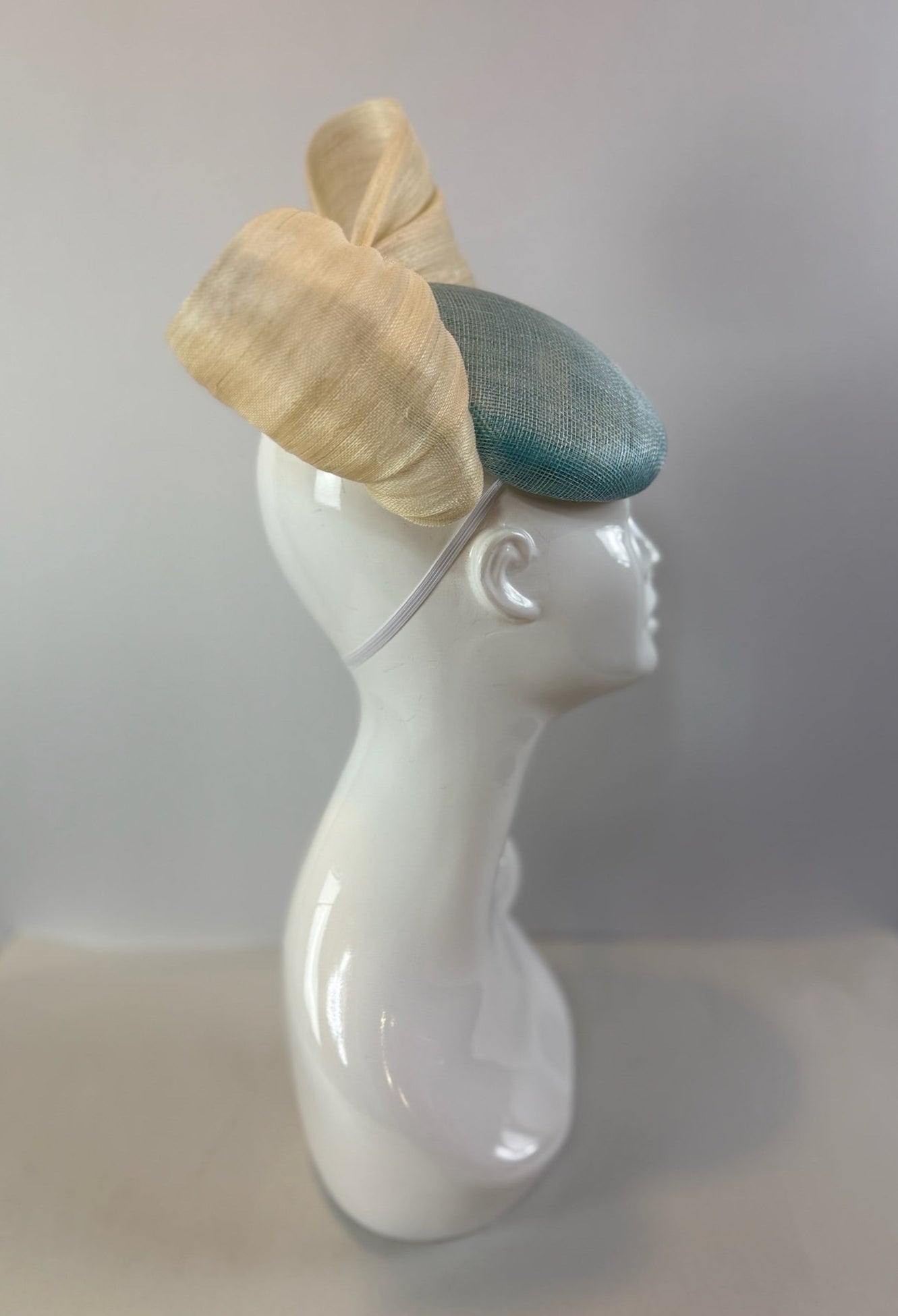 Cream and Light Blue Kentucky Derby fascinator, Derby Hat Alternative (GOLD LINE)