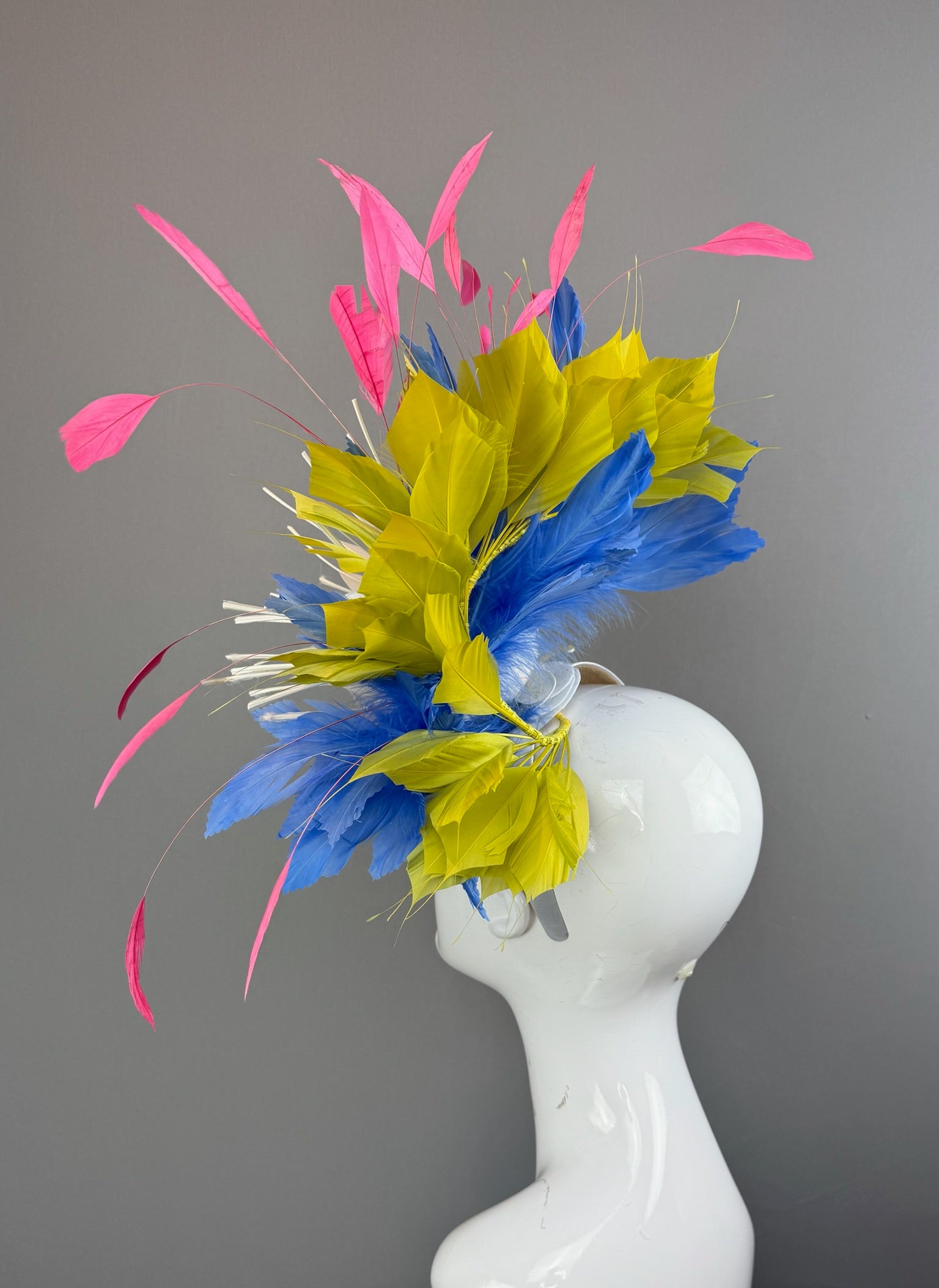 White, Blue and Green Kentucky Derby fascinator, Derby Hat Alternative