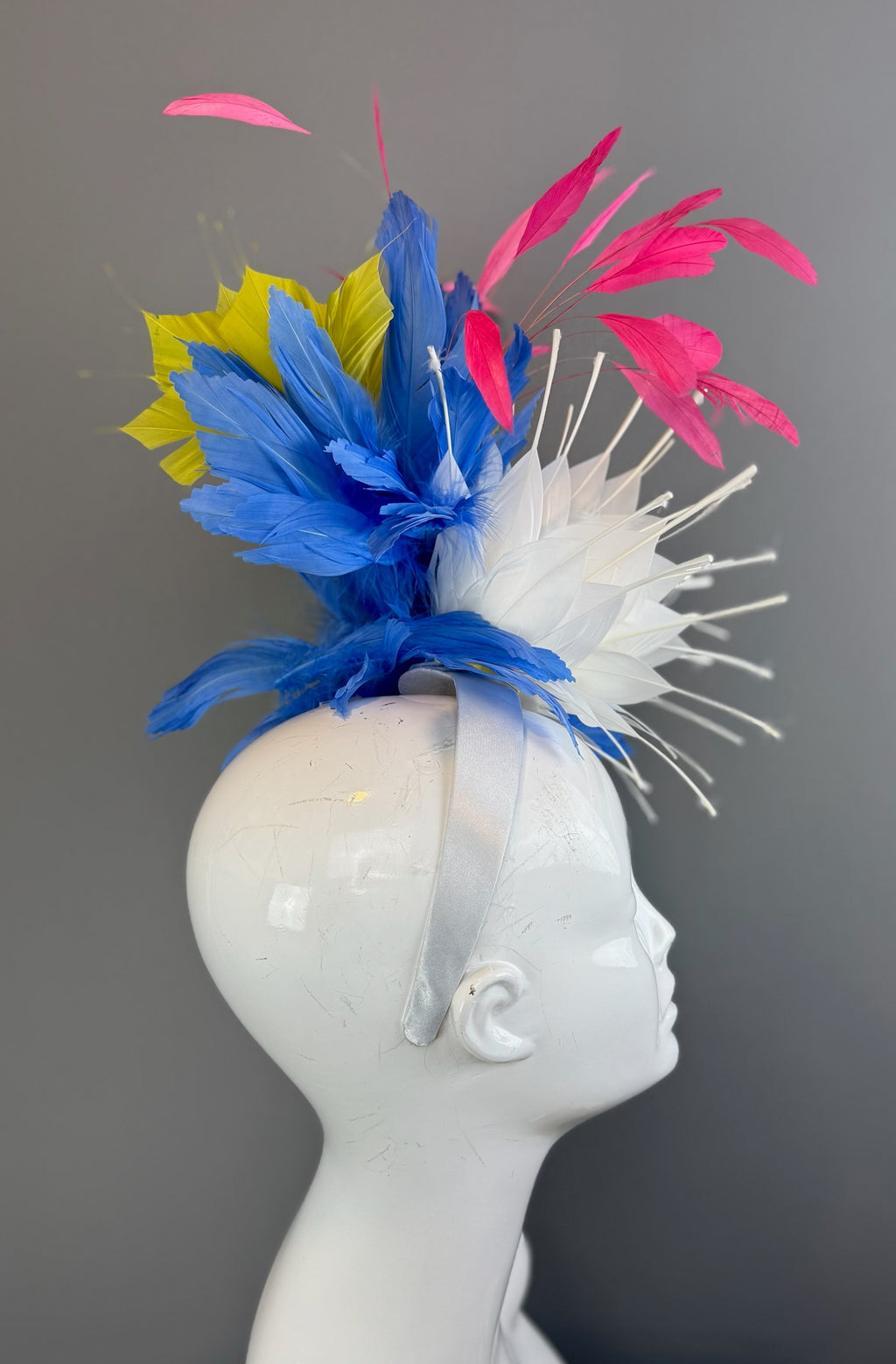 White, Blue and Green Kentucky Derby fascinator, Derby Hat Alternative
