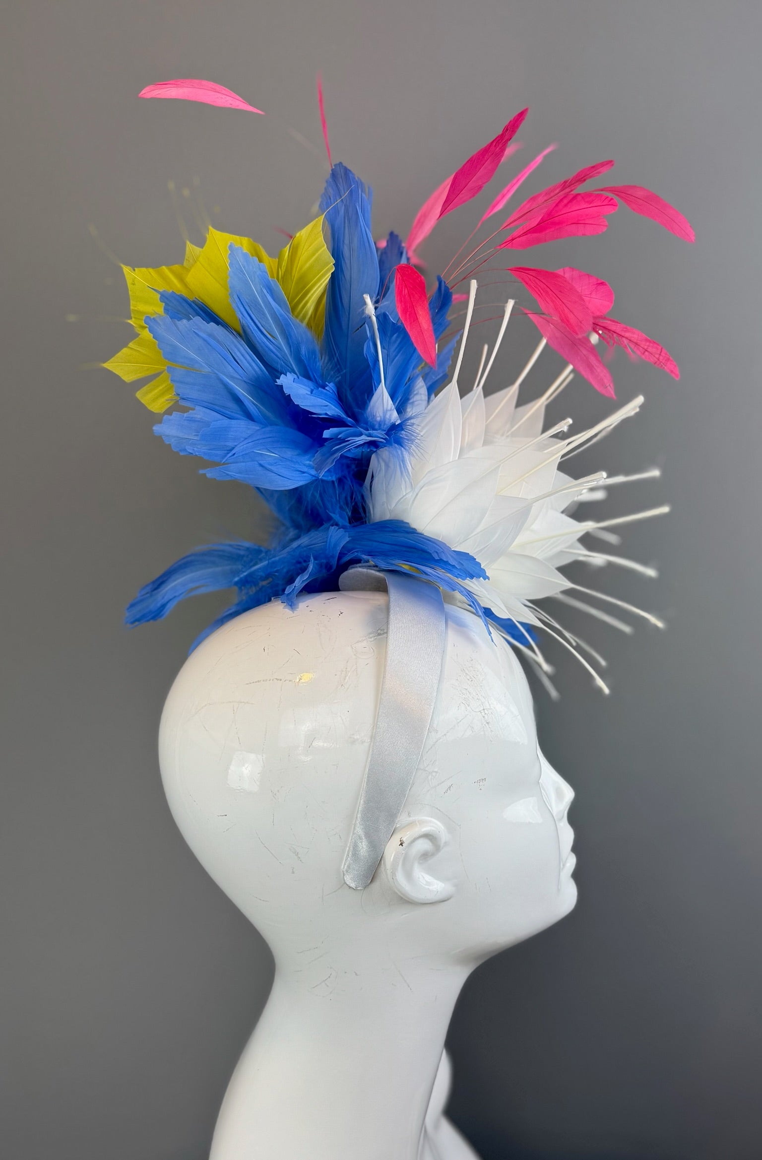 White, Blue and Green Kentucky Derby fascinator, Derby Hat Alternative