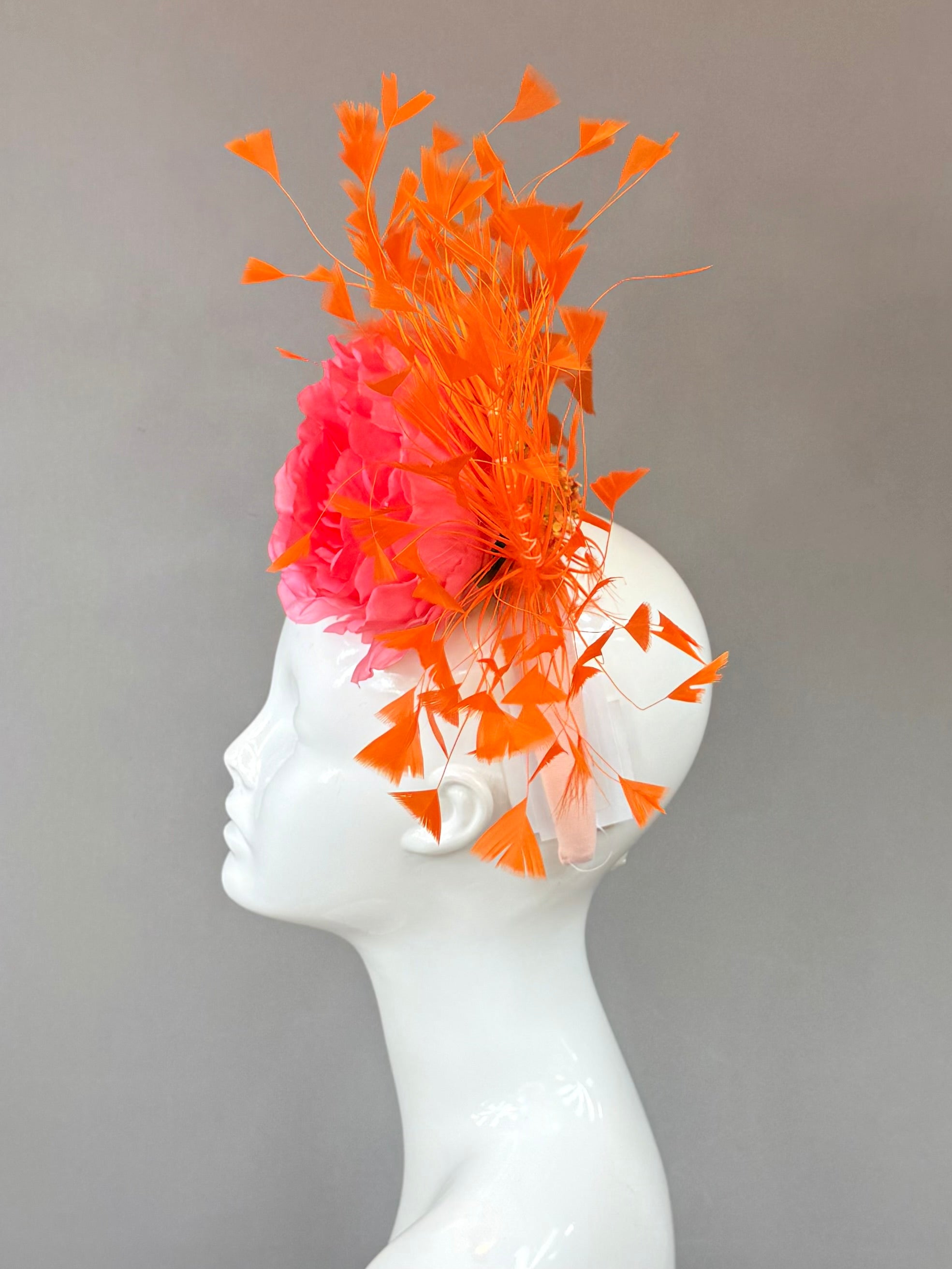 Kentucky Derby Fascinator Hat | Pink and Orange Flower Hat | Derbyologie