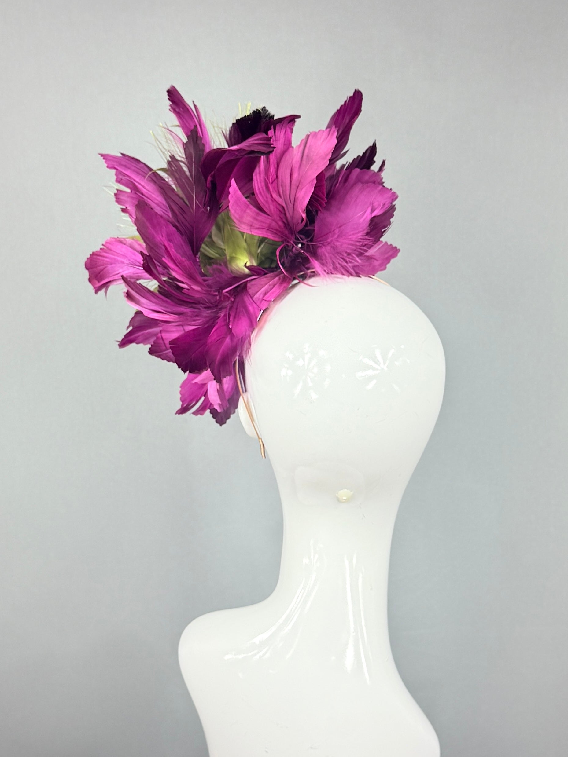 Kentucky Derby Fascinator Hat | Purple plum and olive green Headband Hat | Derbyologie