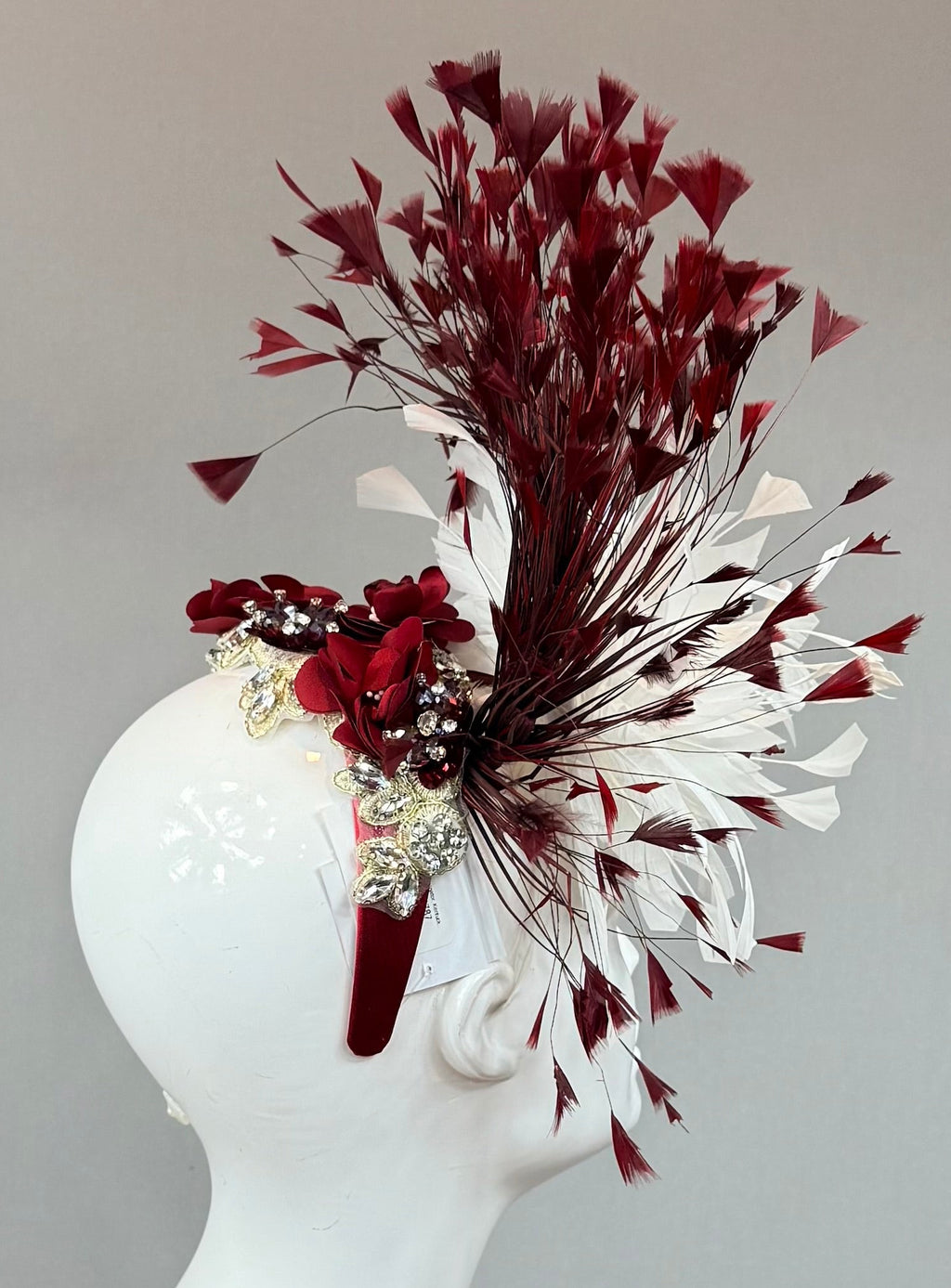 Burgundy and Red Derby Fascinator, Kentucky Derby Hat Alternative, Kentucky derby hat (SILVER LINE, multiple color options available)
