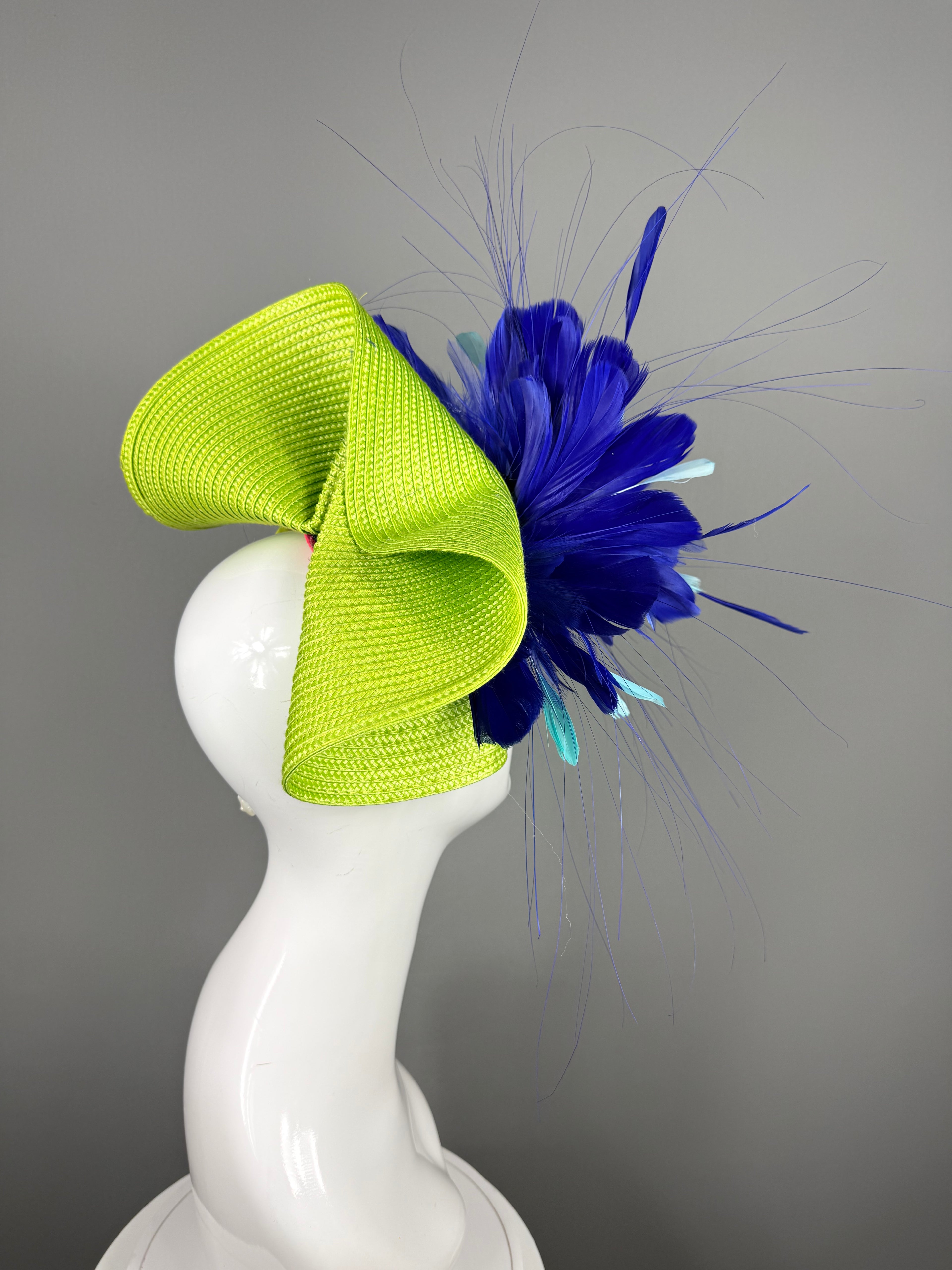 Kentucky Derby Fascinator Hat | Blue, Turquoise and Green Headpiece | Derbyologie