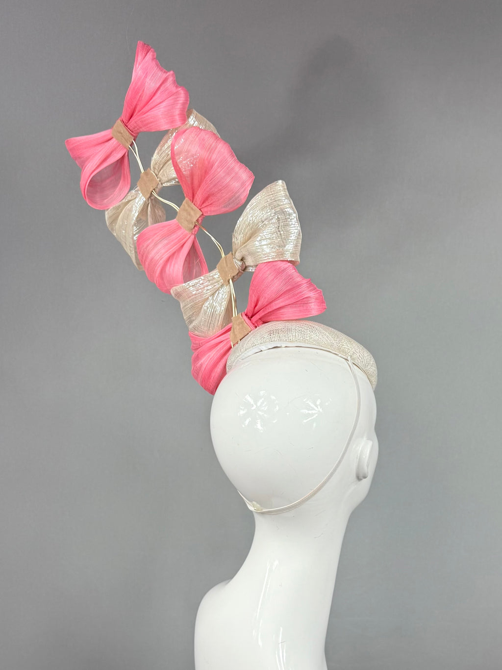 Kentucky Derby Fascinator Hat | Pink and silver bow Headband Hat | Derbyologie