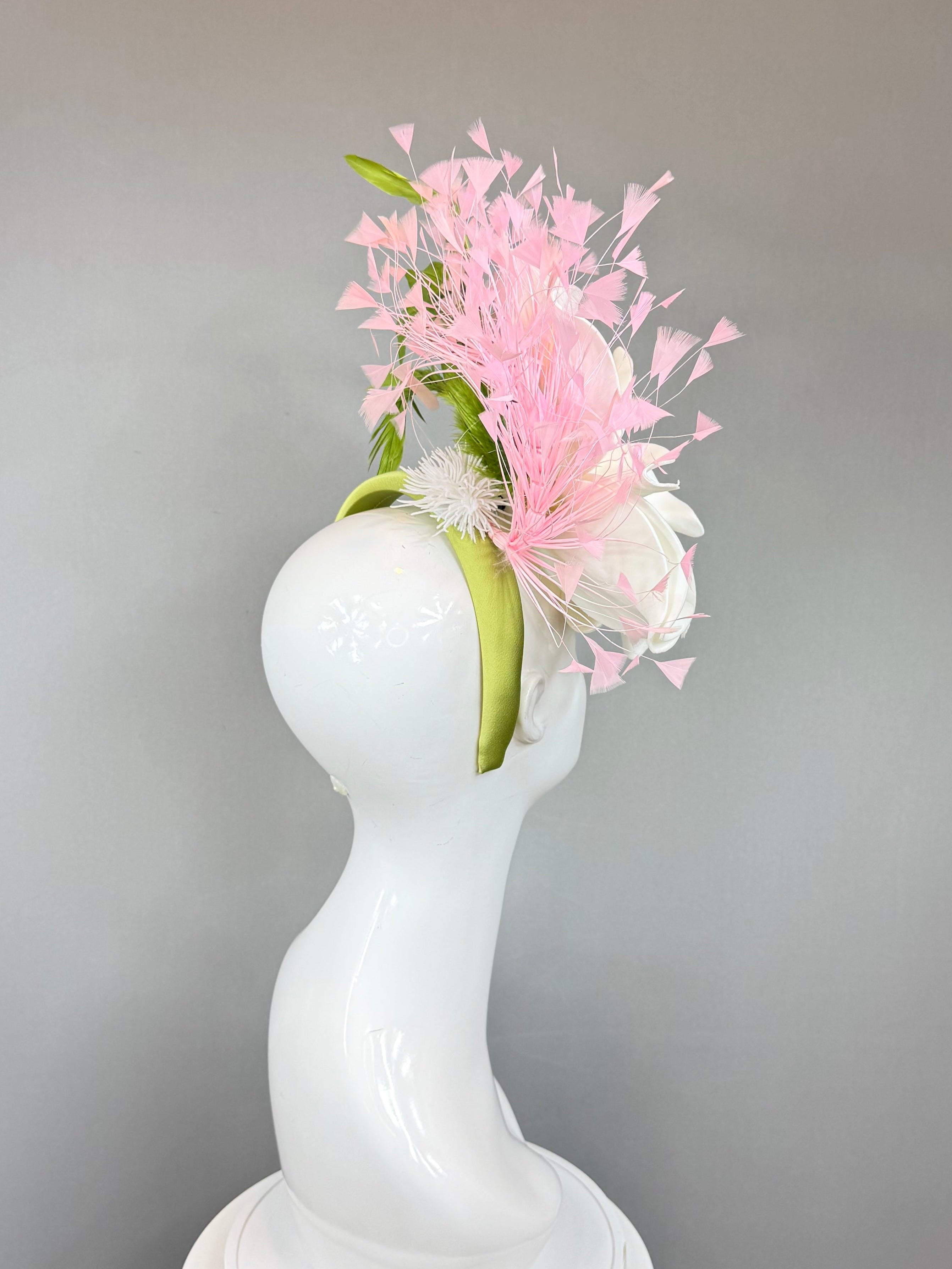 Kentucky Derby Fascinator Hat | White and Pink Flower Hat | Derbyologie