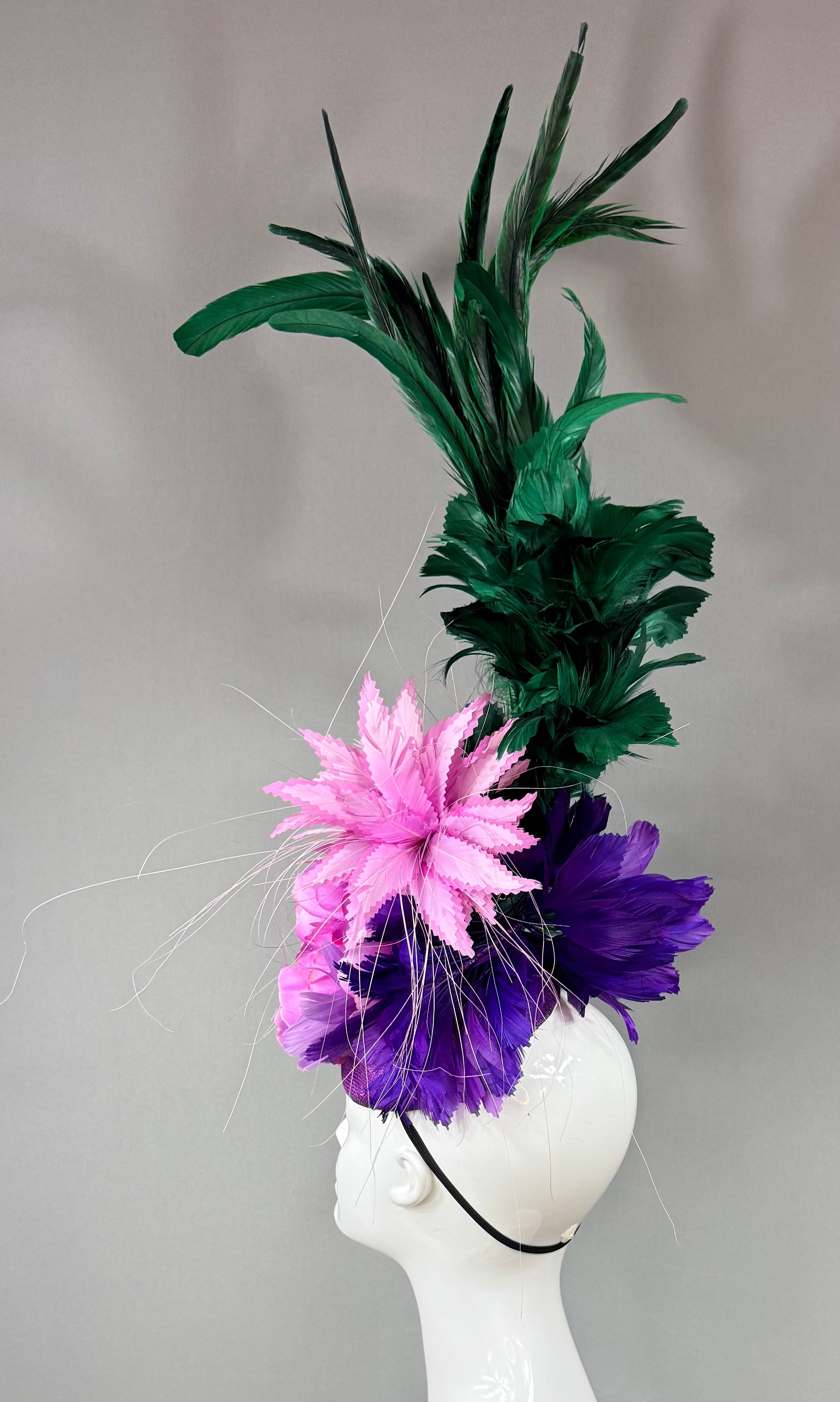 Pink, Purple and Green Derby Fascinator, Kentucky Derby Hat Alternative, Kentucky derby hat (PLATINUM LINE)