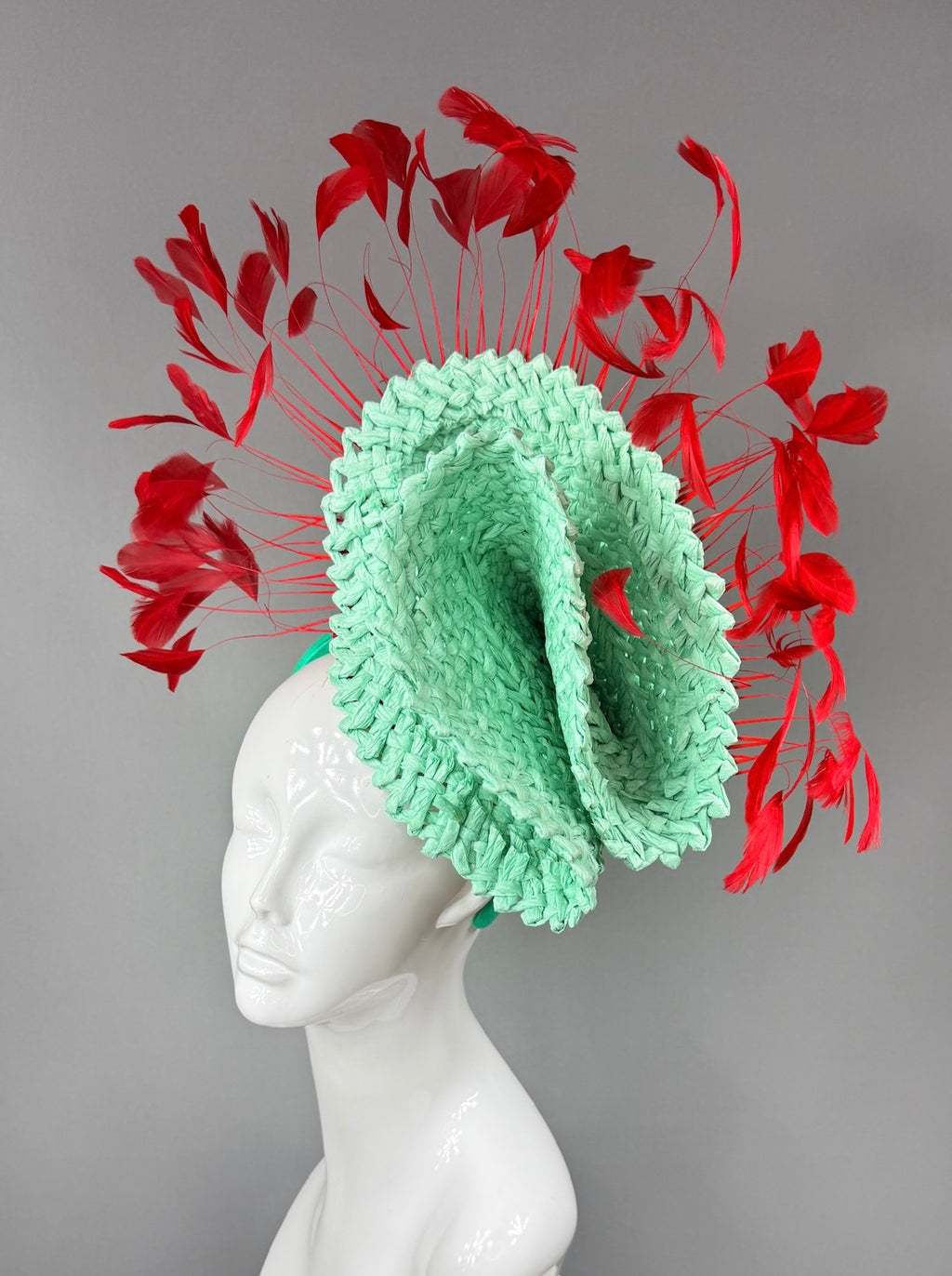 Kentucky Derby Fascinator Hat | Teal and red Headpiece | Derbyologie