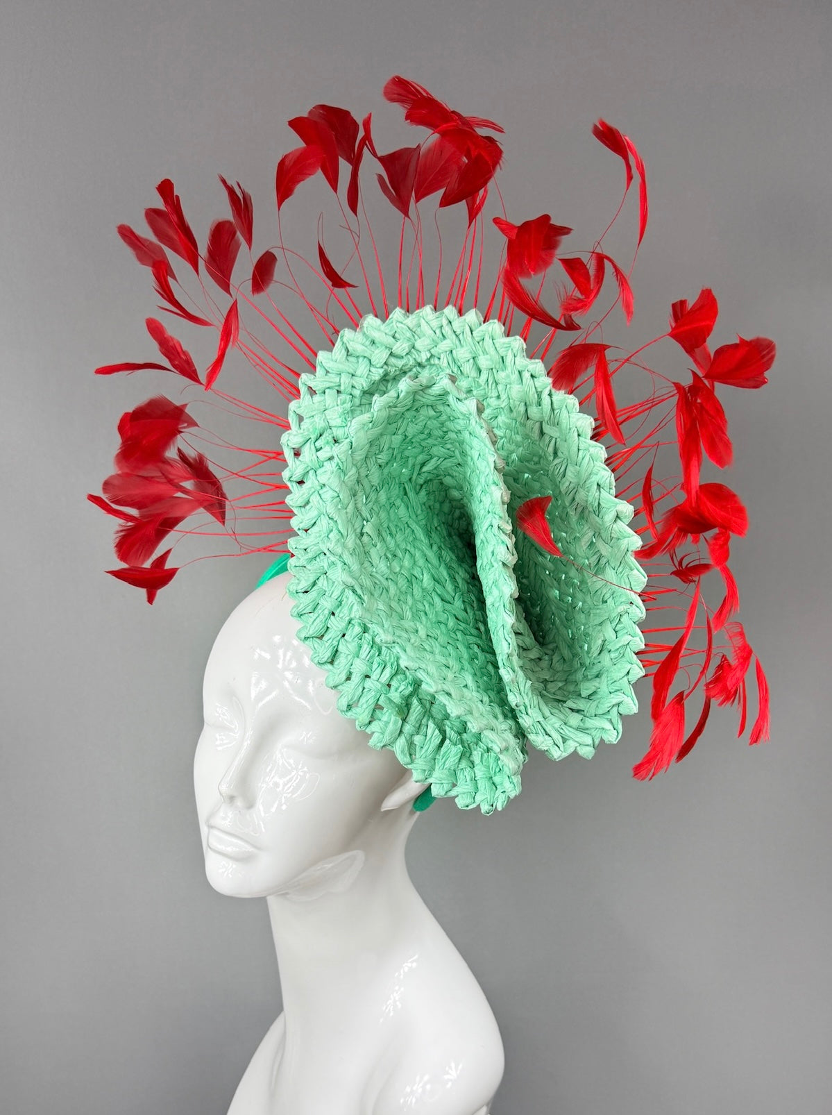 Kentucky Derby Fascinator Hat | Teal and red Headpiece | Derbyologie