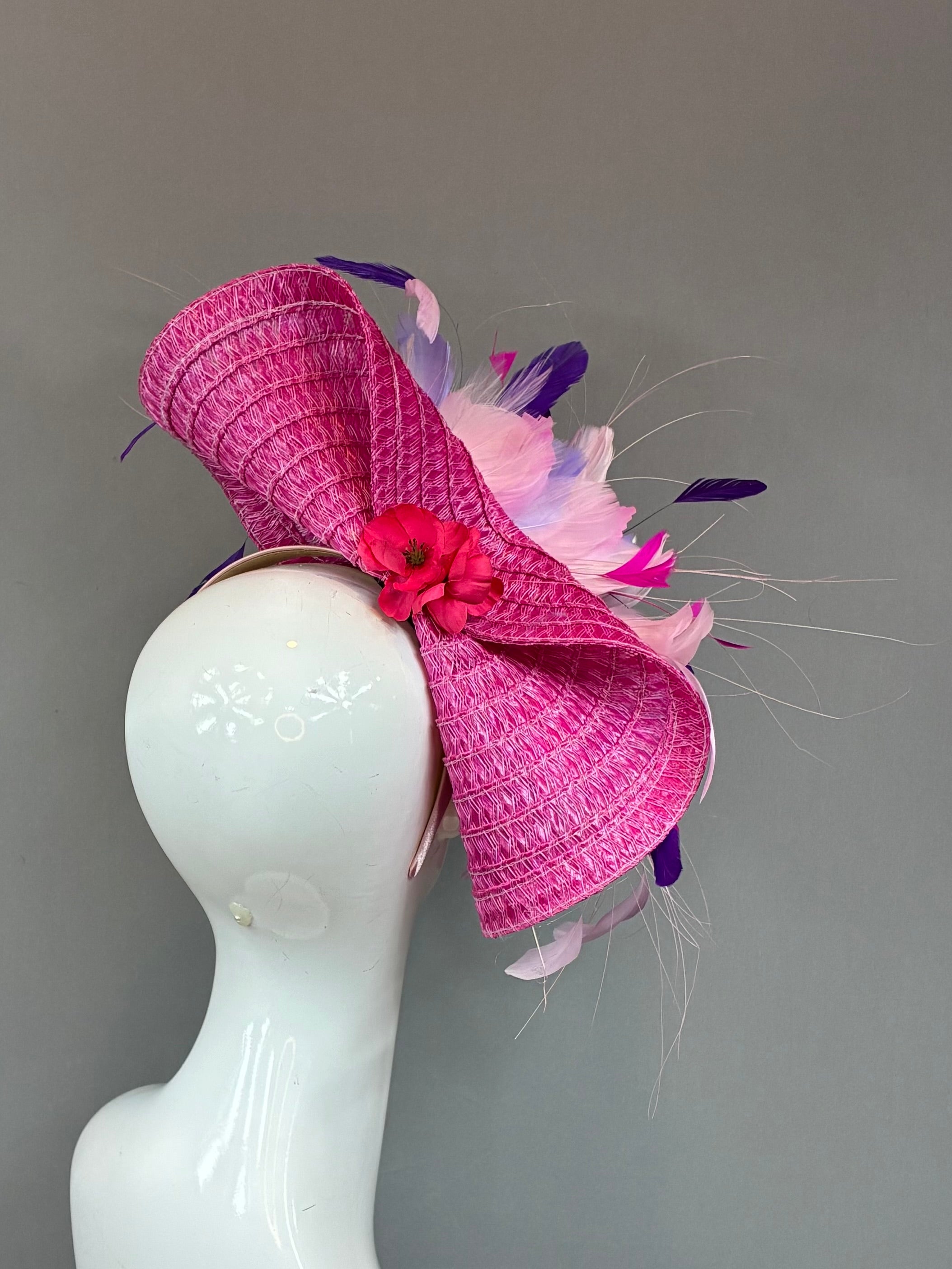 Kentucky Derby Fascinator Hat |pink and purple feather Headband Hat | Derbyologie