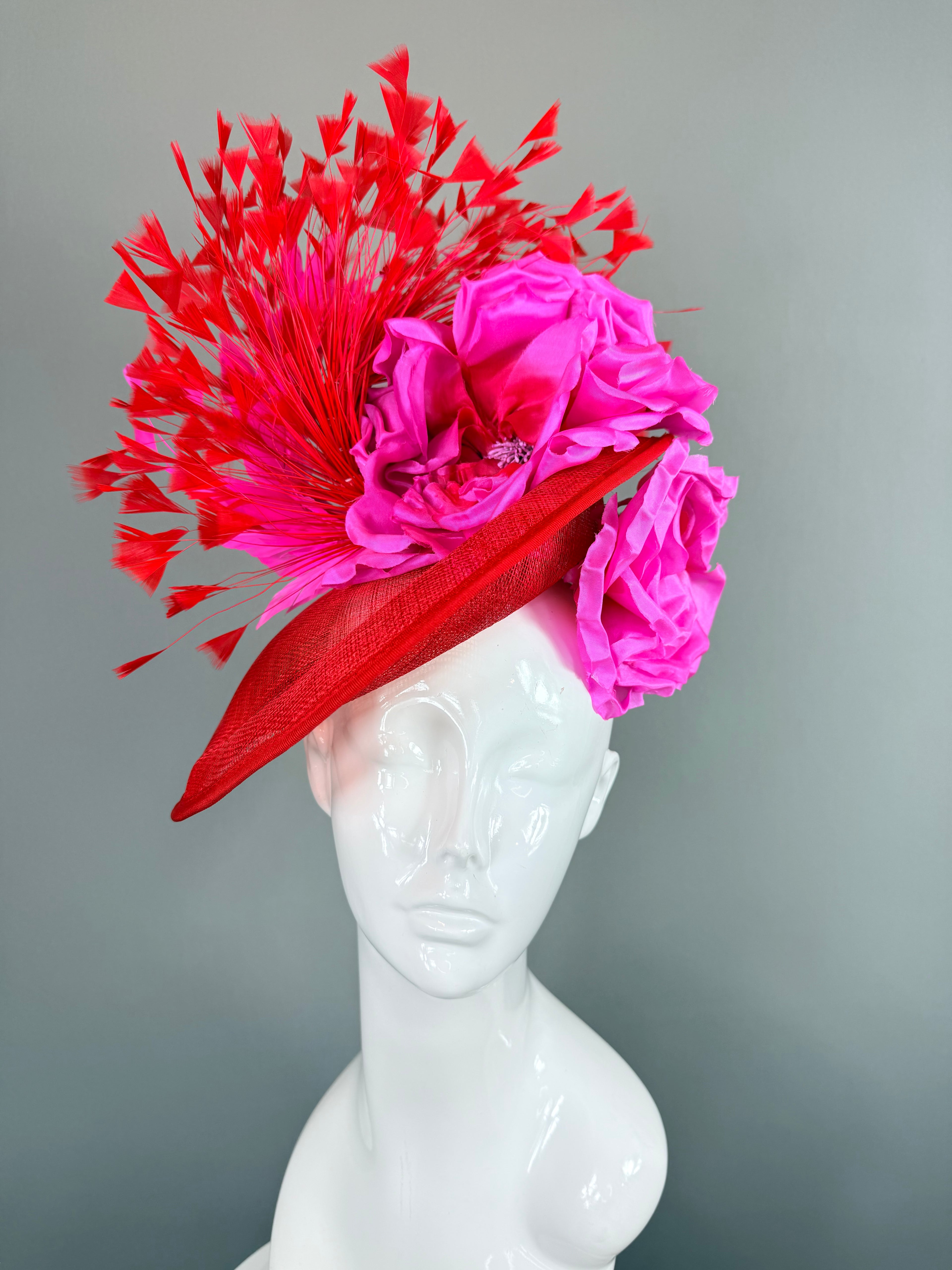 Kentucky Derby Fascinator Hat | Red and Pink Headpiece | Derbyologie
