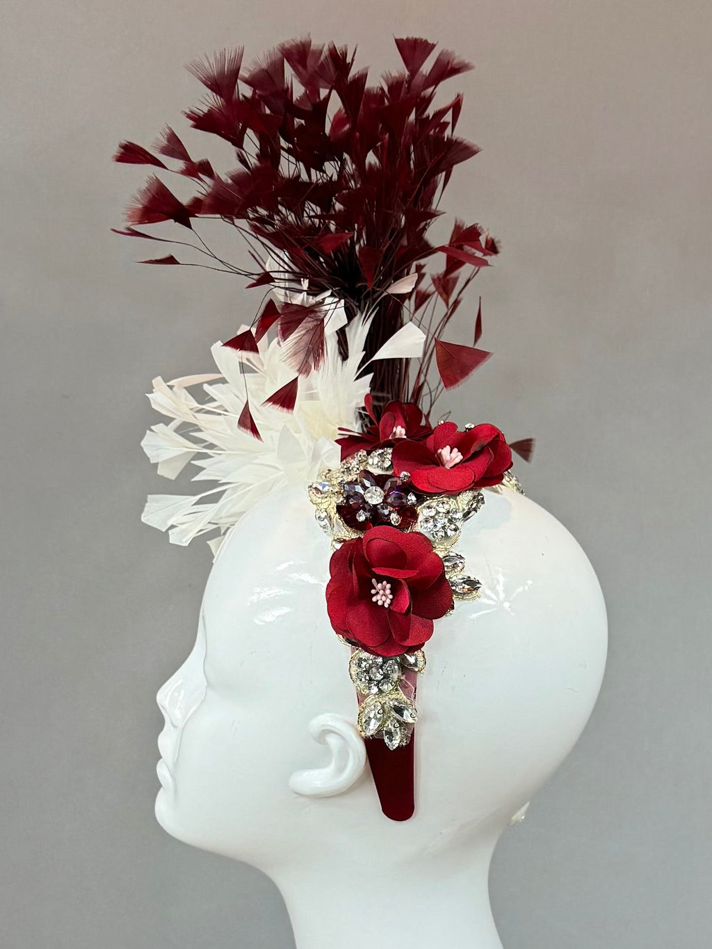 Burgundy and Red Derby Fascinator, Kentucky Derby Hat Alternative, Kentucky derby hat (SILVER LINE, multiple color options available)