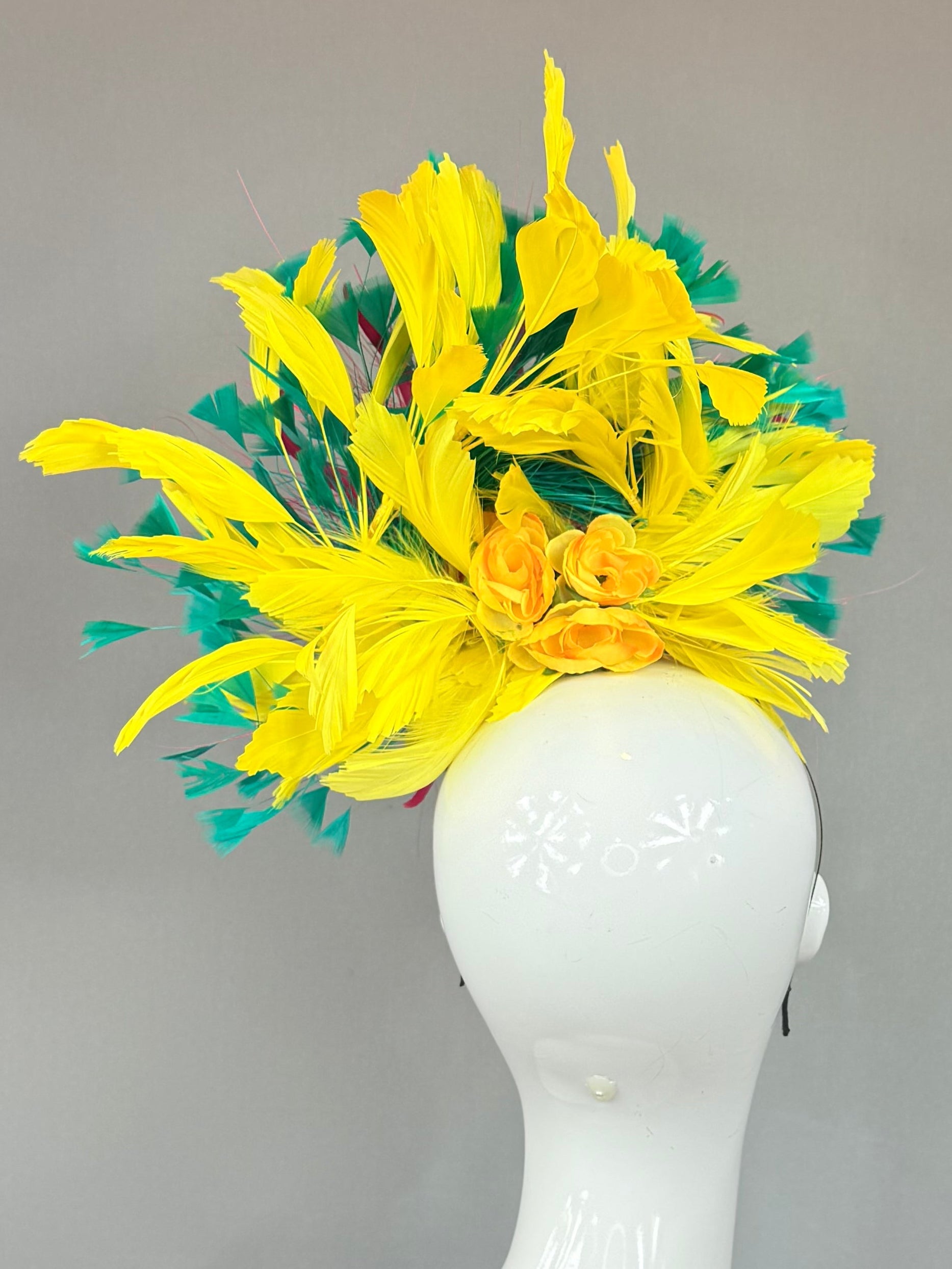 Pink, green and yellow Derby Fascinator, Kentucky Derby Hat Alternative, Kentucky derby hat (GOLD LINE)