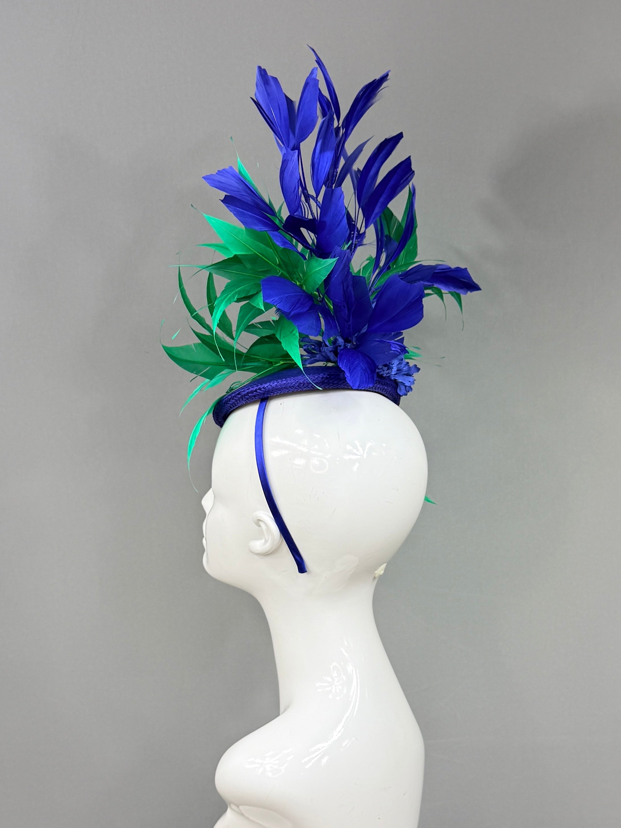 Kentucky Derby Fascinator Hat | Green and blue Headband Hat | Derbyologie