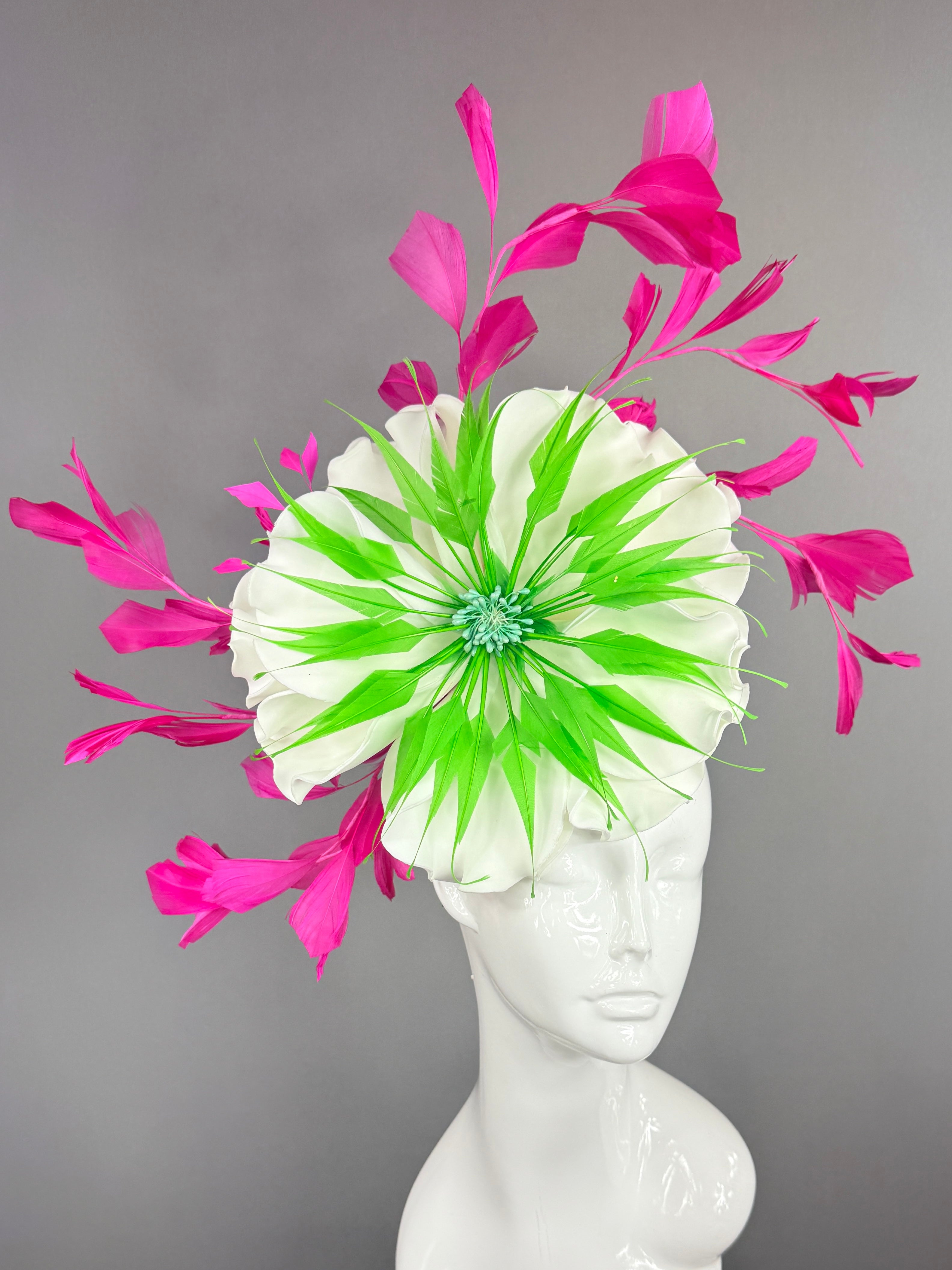 Kentucky Derby Fascinator Hat | pink, green, and white Headpiece | Derbyologie