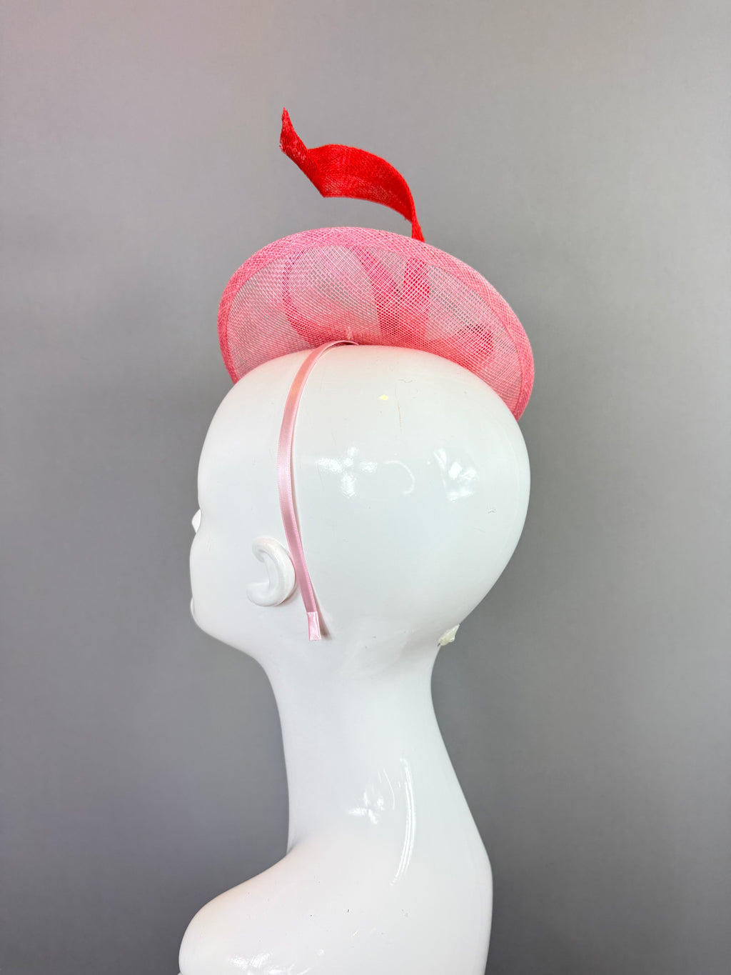 Kentucky Derby Fascinator Hat | Pink and Red Bow Headpiece | Derbyologie