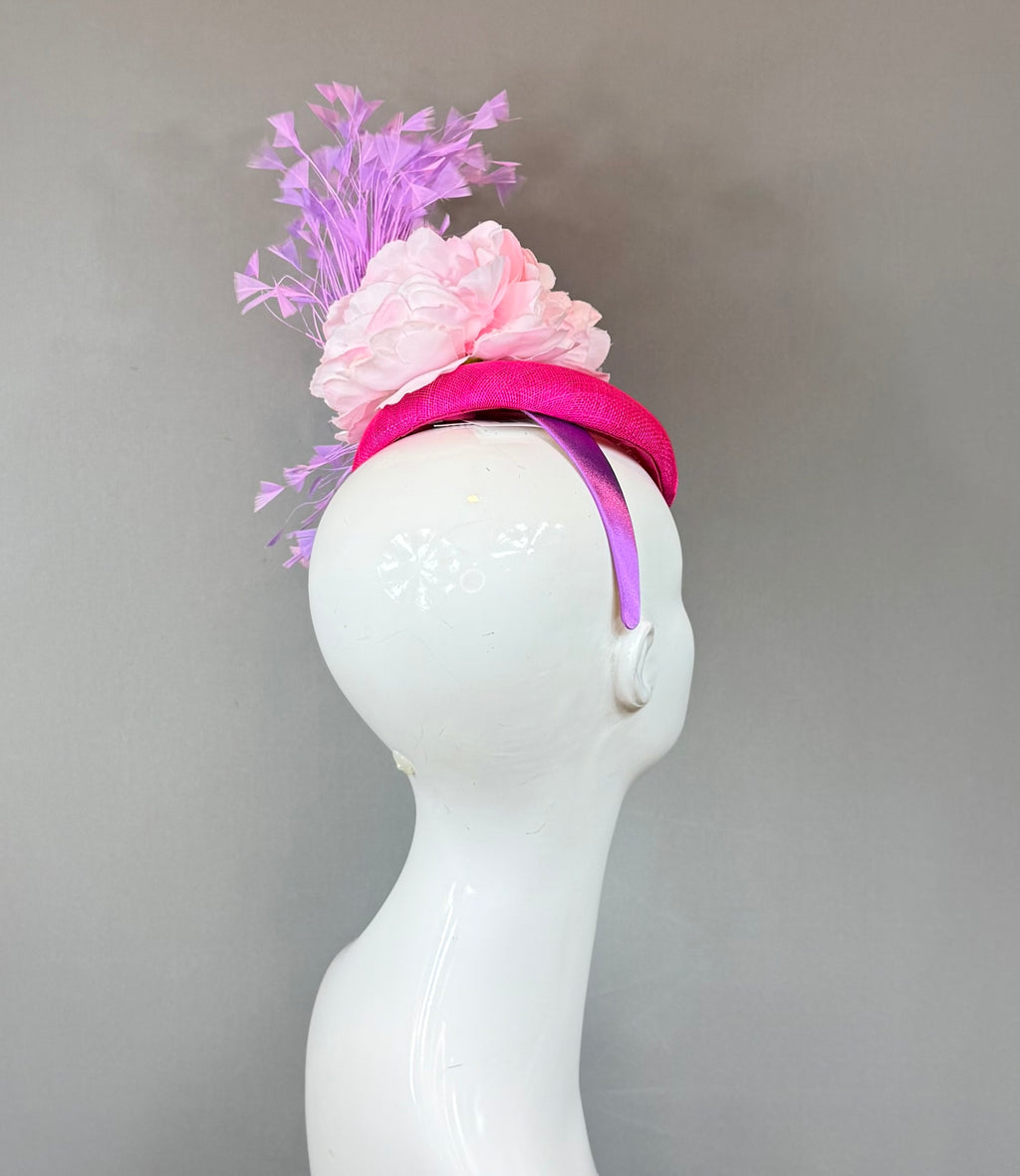Kentucky Derby Fascinator Hat |pink and purple feather Headband Hat | Derbyologie