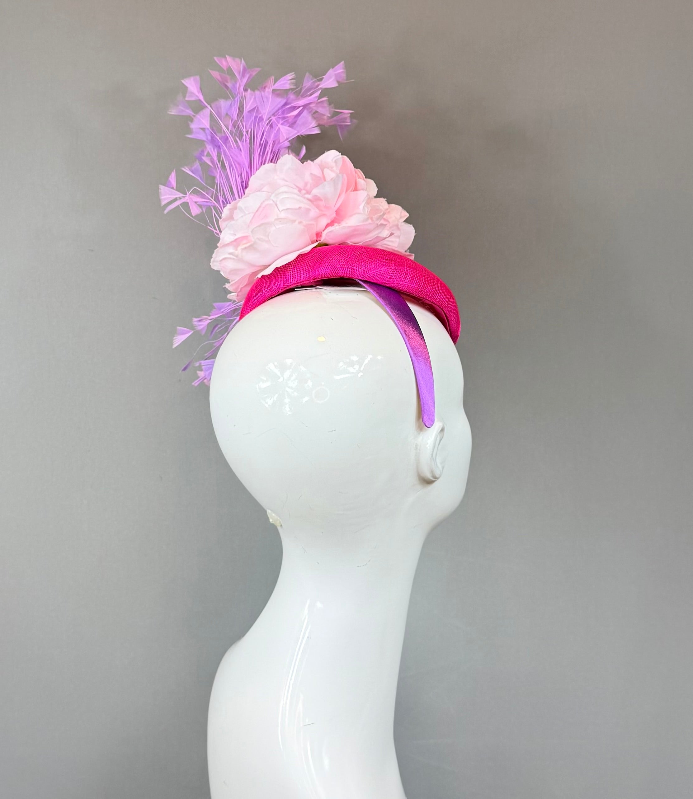Kentucky Derby Fascinator Hat |pink and purple feather Headband Hat | Derbyologie