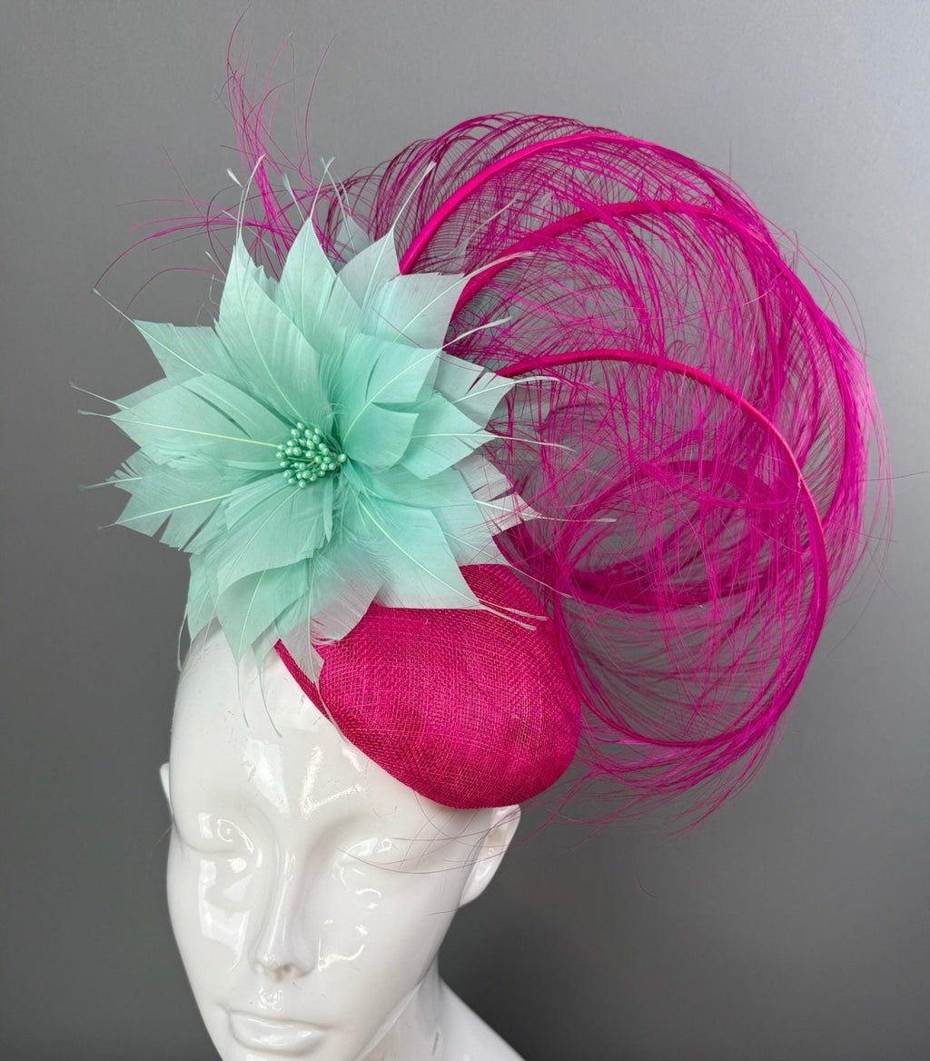 Kentucky Derby Fascinator Hat | Teal and Violet Flower Hat | Derbyologie