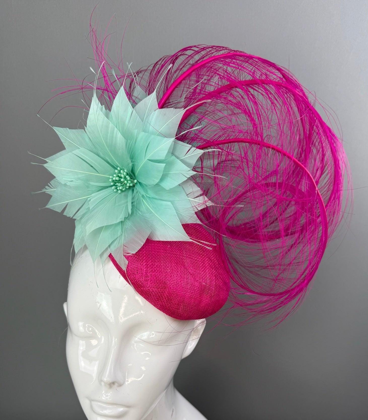 Kentucky Derby Fascinator Hat | Teal and Violet Flower Hat | Derbyologie