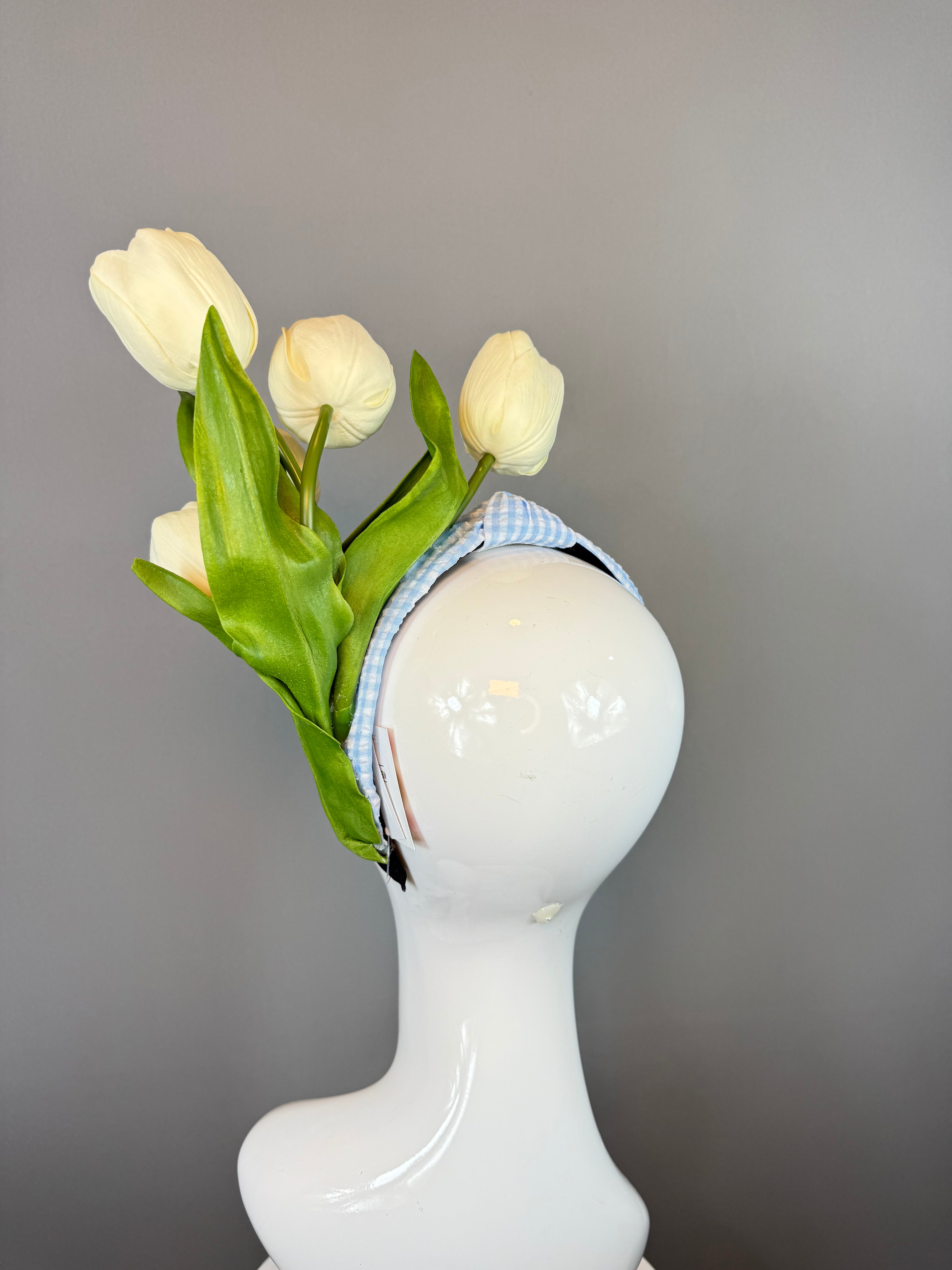 Kentucky Derby Fascinator Hat | Blue and White Tulip Headpiece | Derbyologie