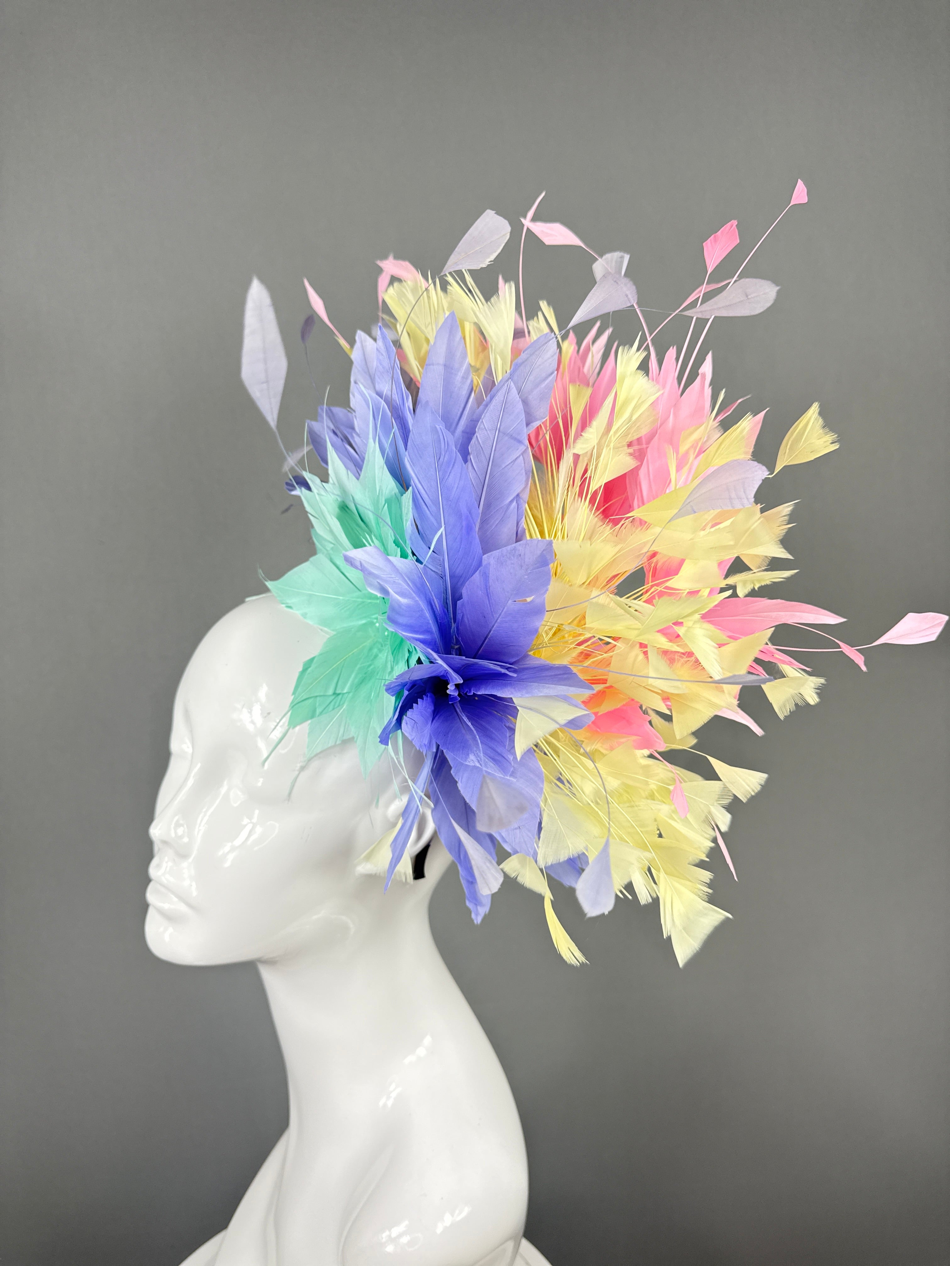 Kentucky Derby Fascinator Hat |Yellow, Pink, Purple and Turquoise Headpiece | Derbyologie