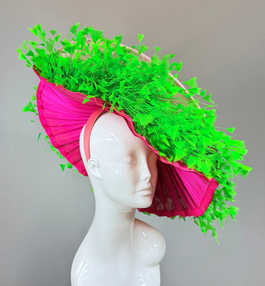 Light pink and green Derby Fascinator, Kentucky Derby Hat Alternative, Kentucky derby hat, (PLATINUM LINE)
