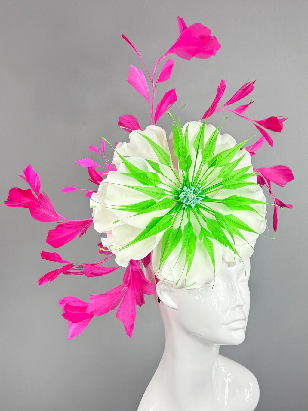 Kentucky Derby Fascinator Hat | pink, green, and white Headpiece | Derbyologie