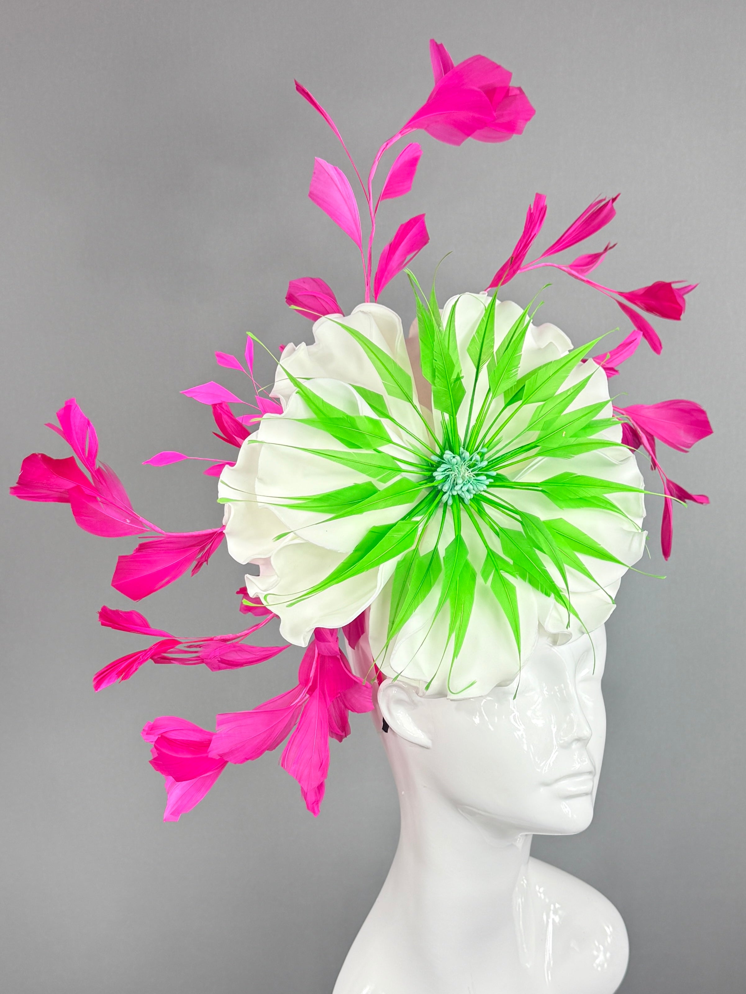 Kentucky Derby Fascinator Hat | pink, green, and white Headpiece | Derbyologie