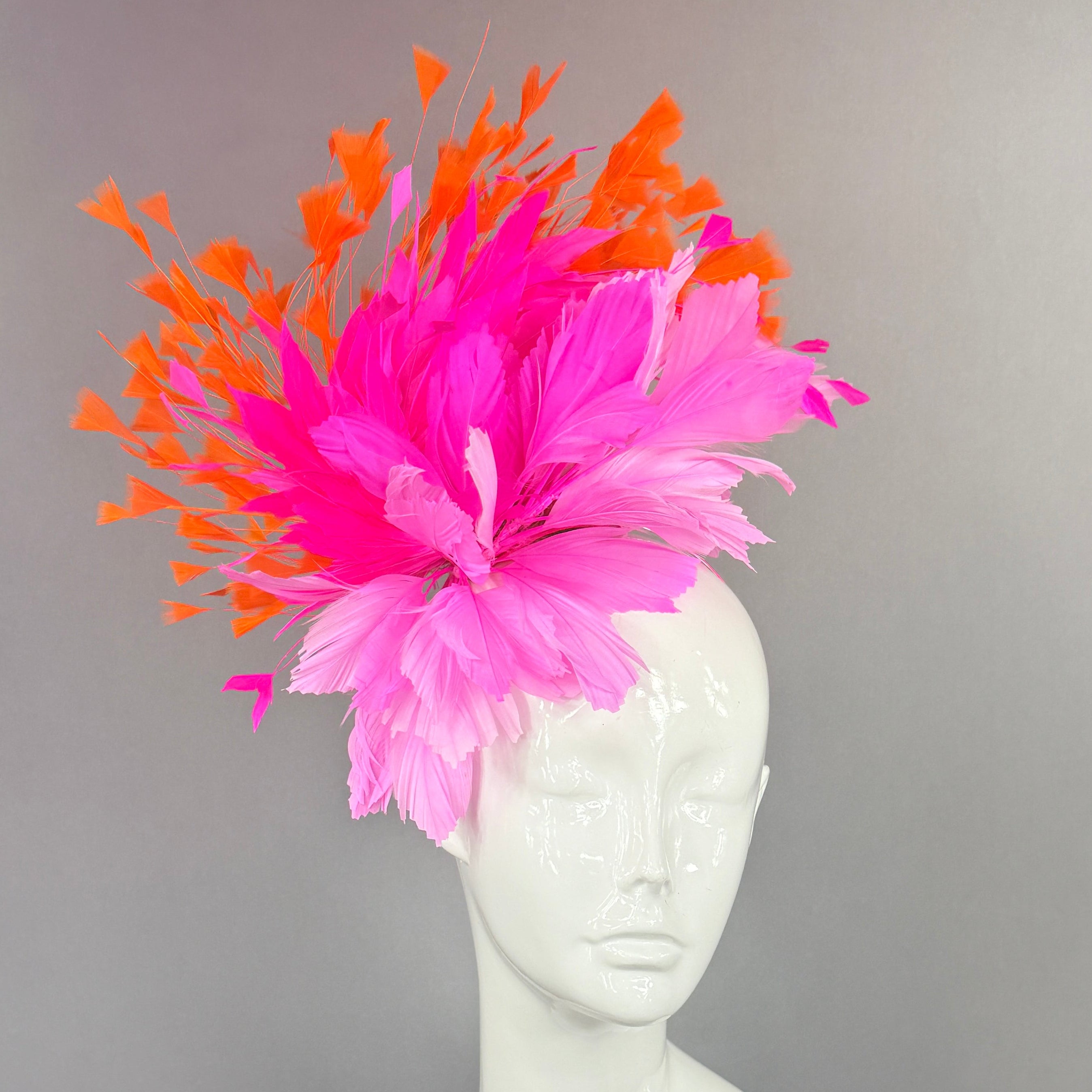 Hot Pink and Orange Kentucky Derby fascinator, Derby Hat Alternative