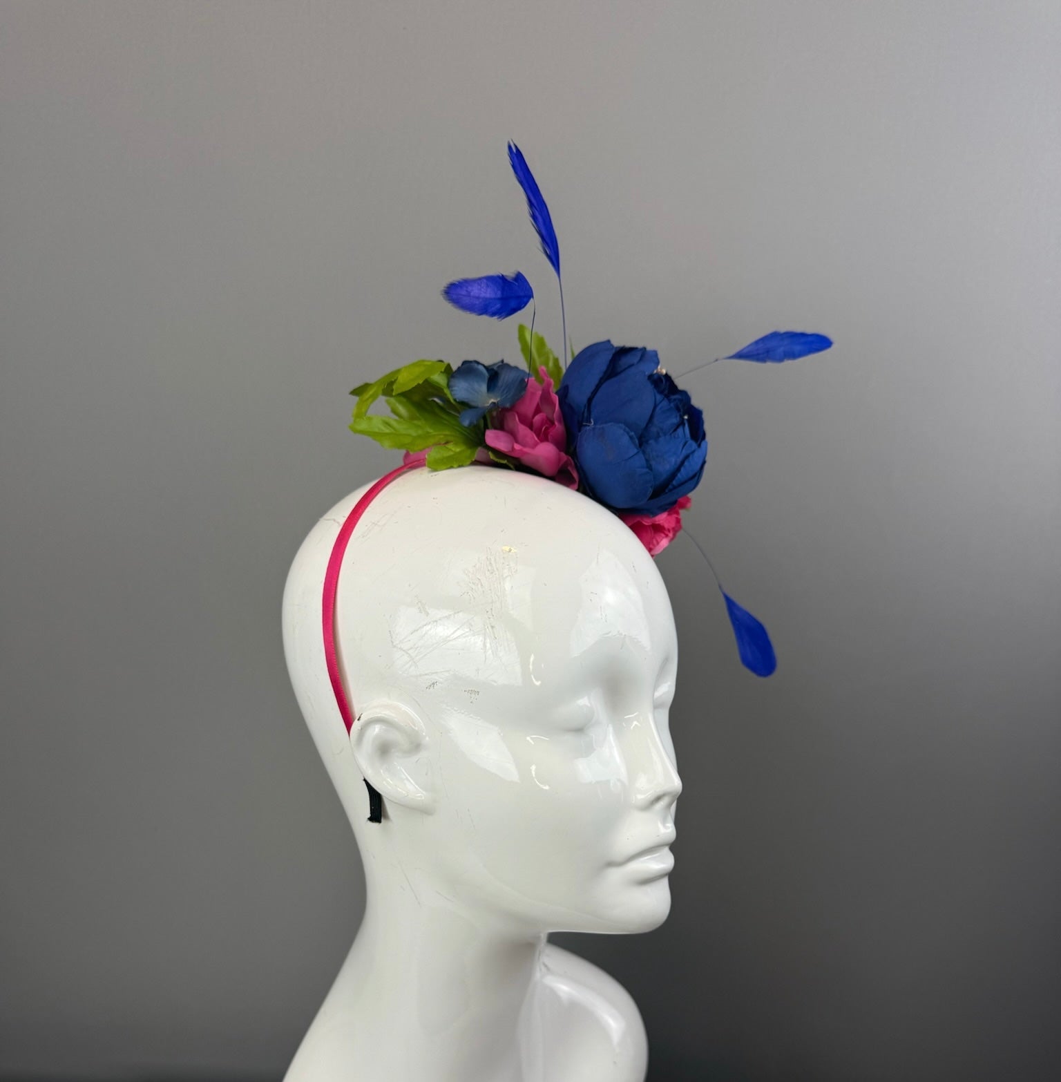 Blue, Pink and Green Kentucky Derby fascinator, Derby Hat Alternative