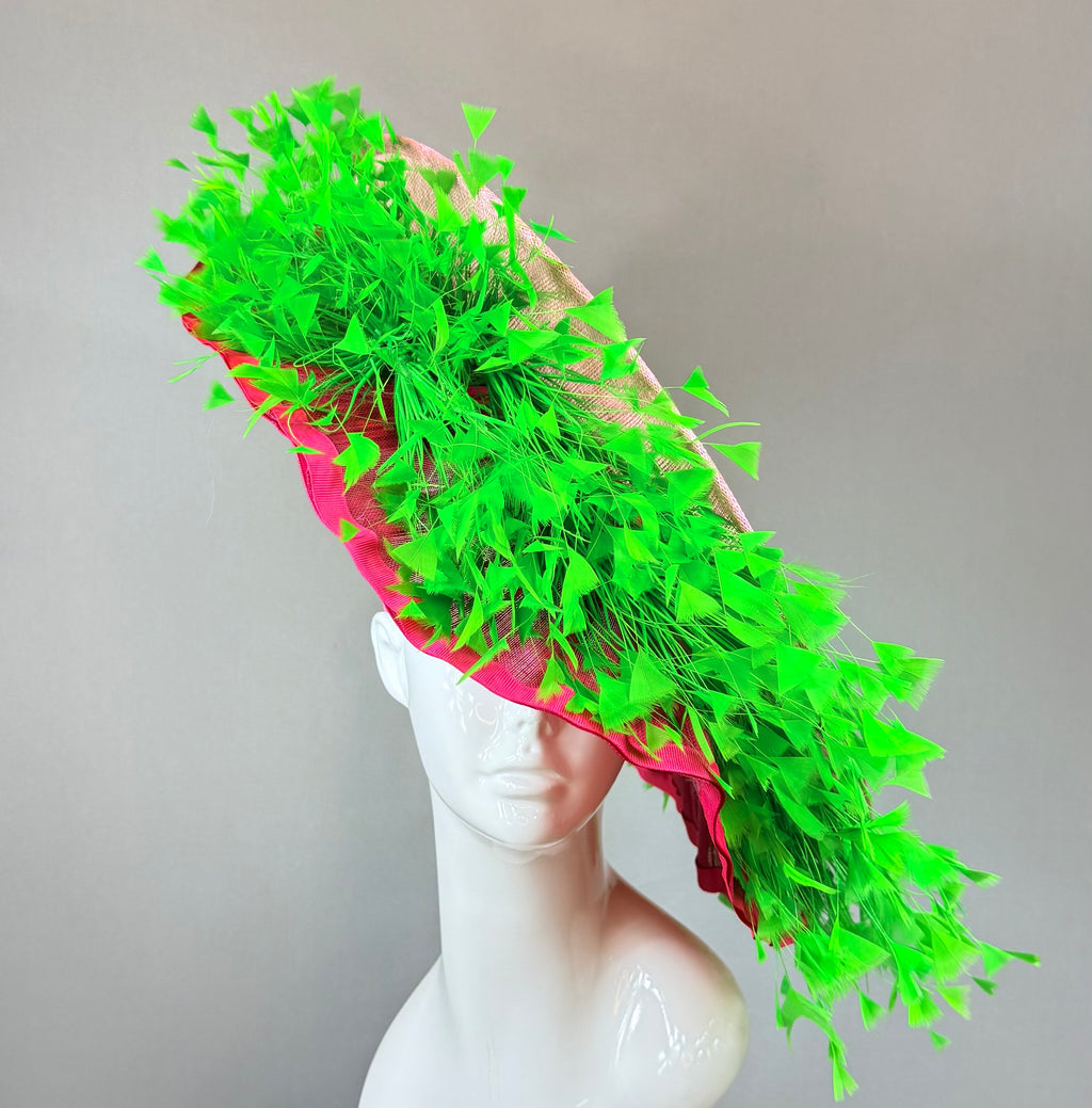 Light pink and green Derby Fascinator, Kentucky Derby Hat Alternative, Kentucky derby hat, (PLATINUM LINE)