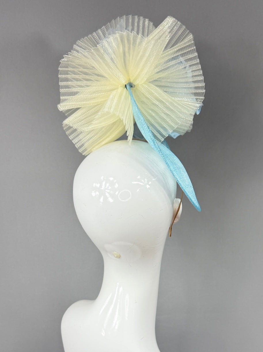 Kentucky Derby Fascinator Hat |Oversized blue silk peony Headpiece | Derbyologie