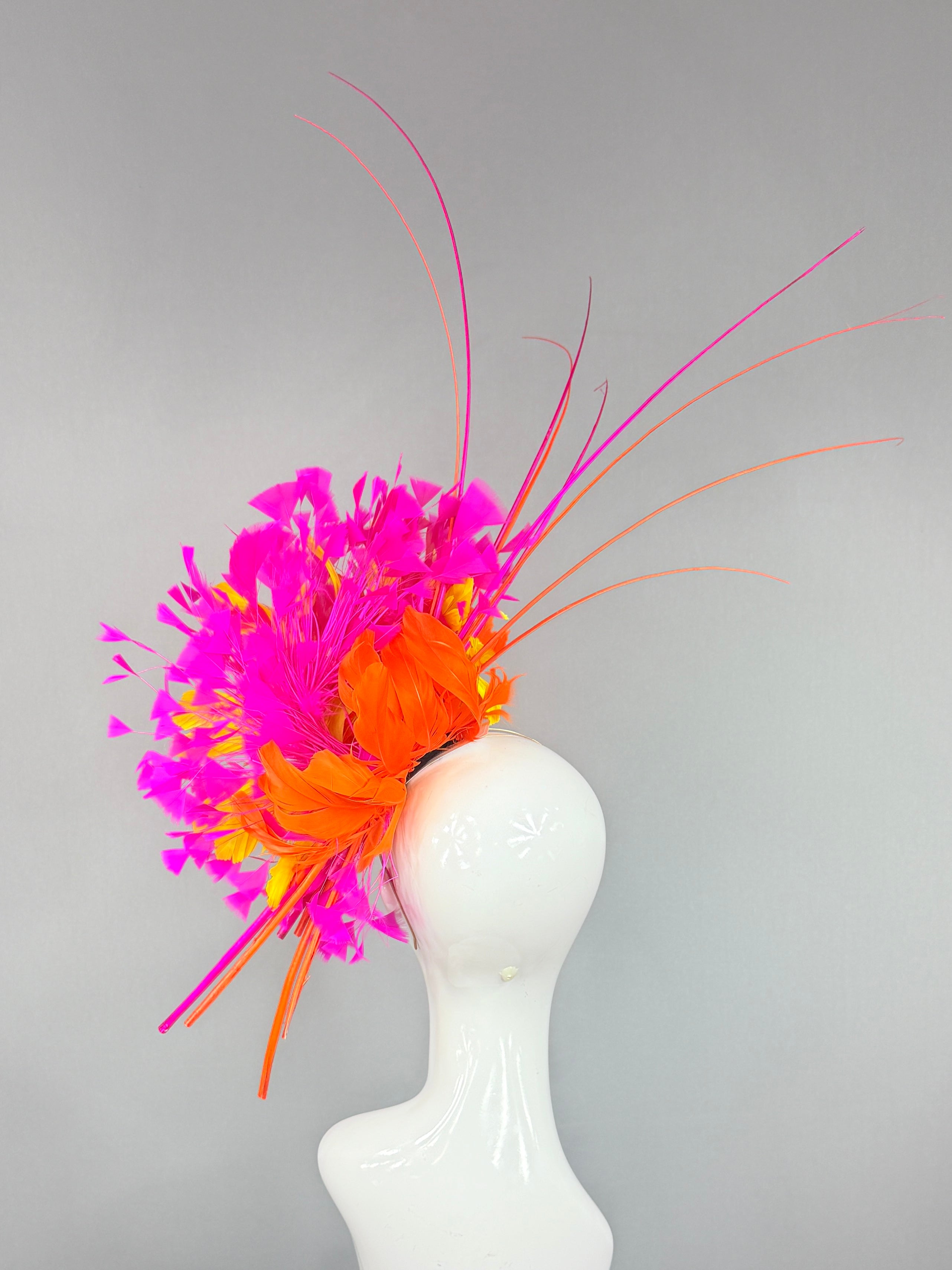 Kentucky Derby Hat | Hot Pink and Orange Kentucky Derby fascinator | Derbyologie