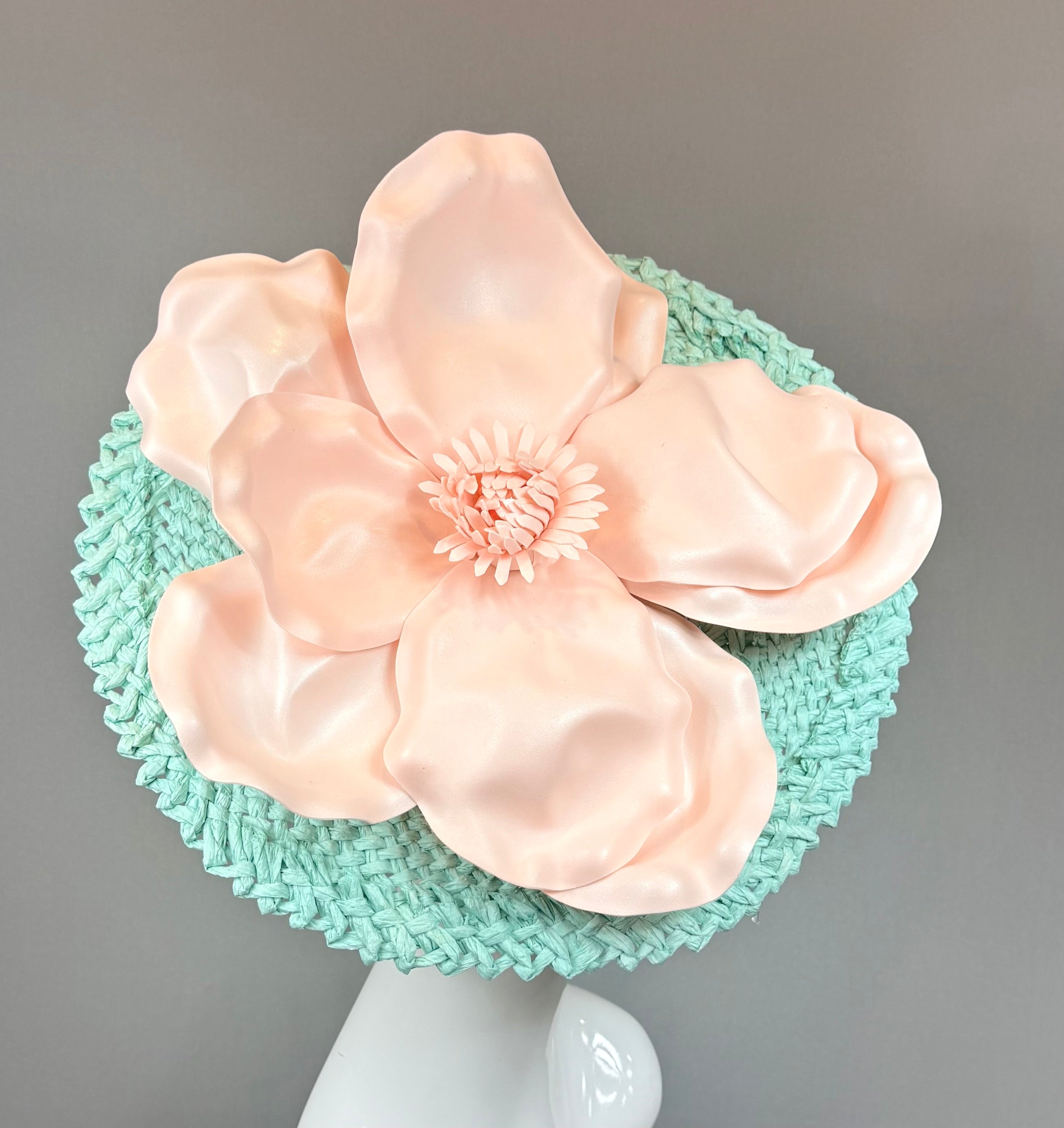 Kentucky Derby Fascinator Hat | Turquoise & Peach Pink Headpiece | Derbyologie