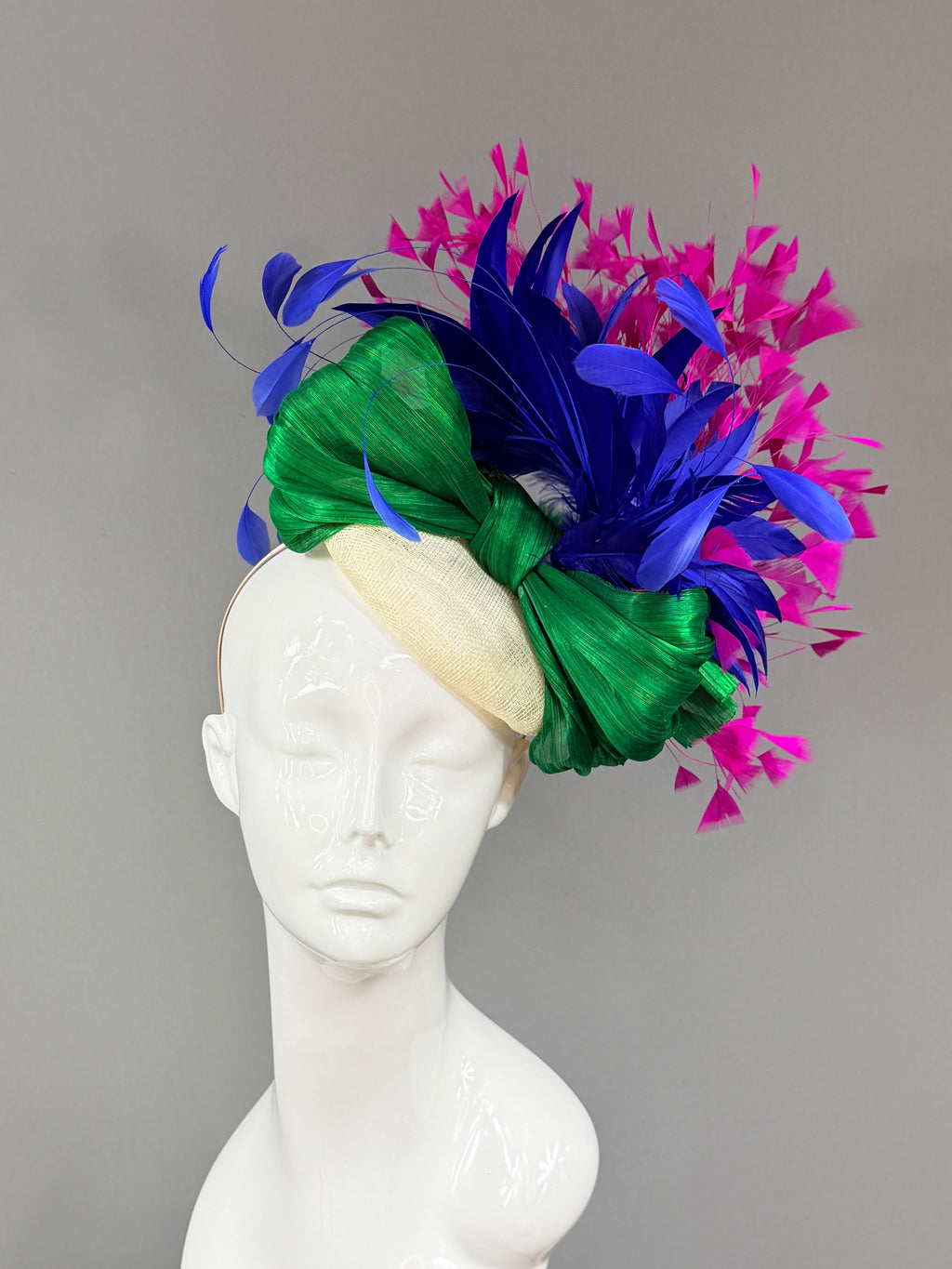 Kentucky Derby Fascinator Hat | fuchsia, blue, and green Headband Hat | Derbyologie