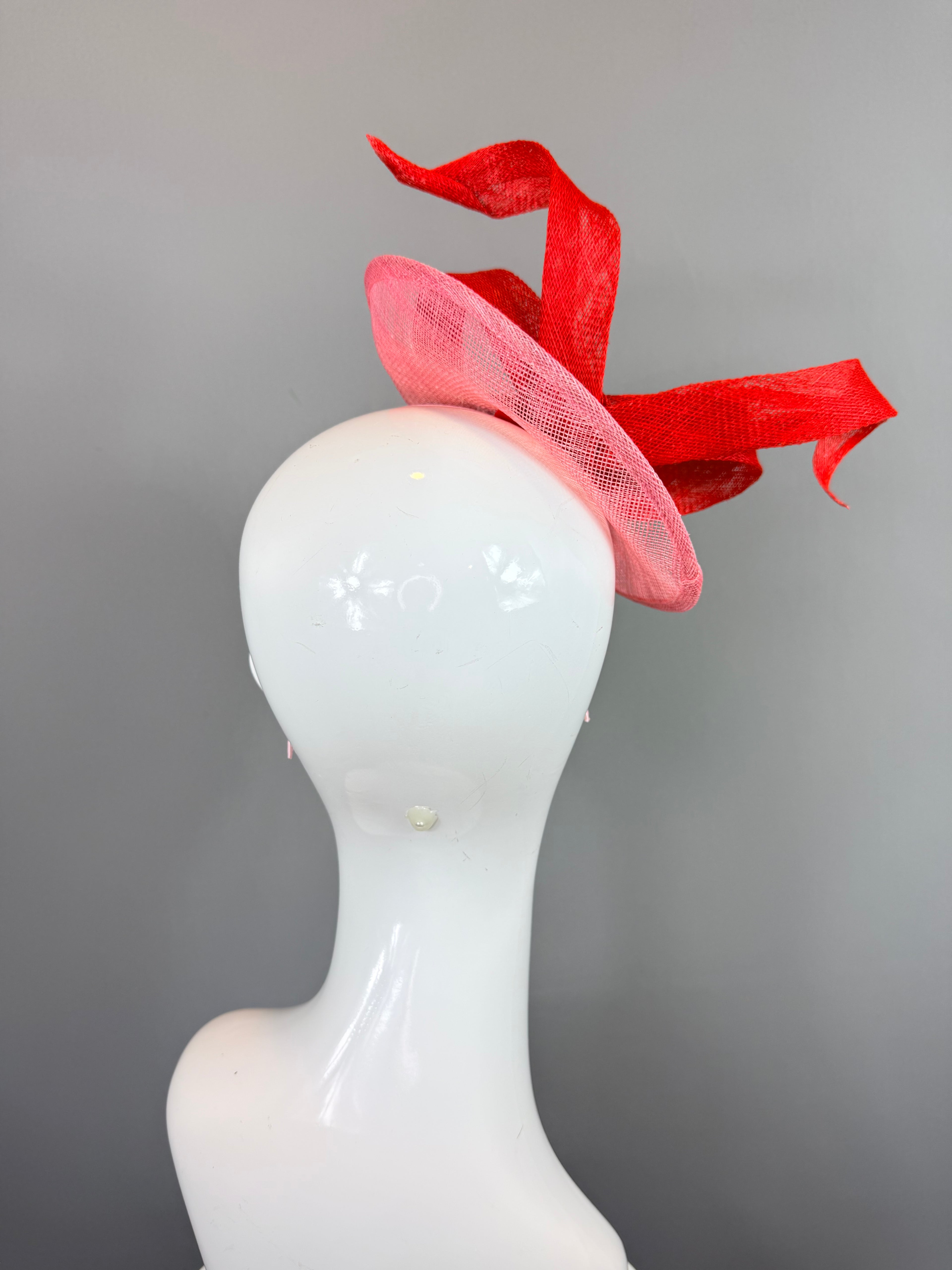 Kentucky Derby Fascinator Hat | Pink and Red Bow Headpiece | Derbyologie